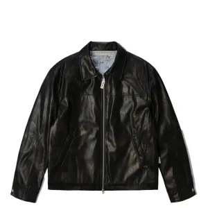 AGED FAUX LEATHER ZIP JACKET