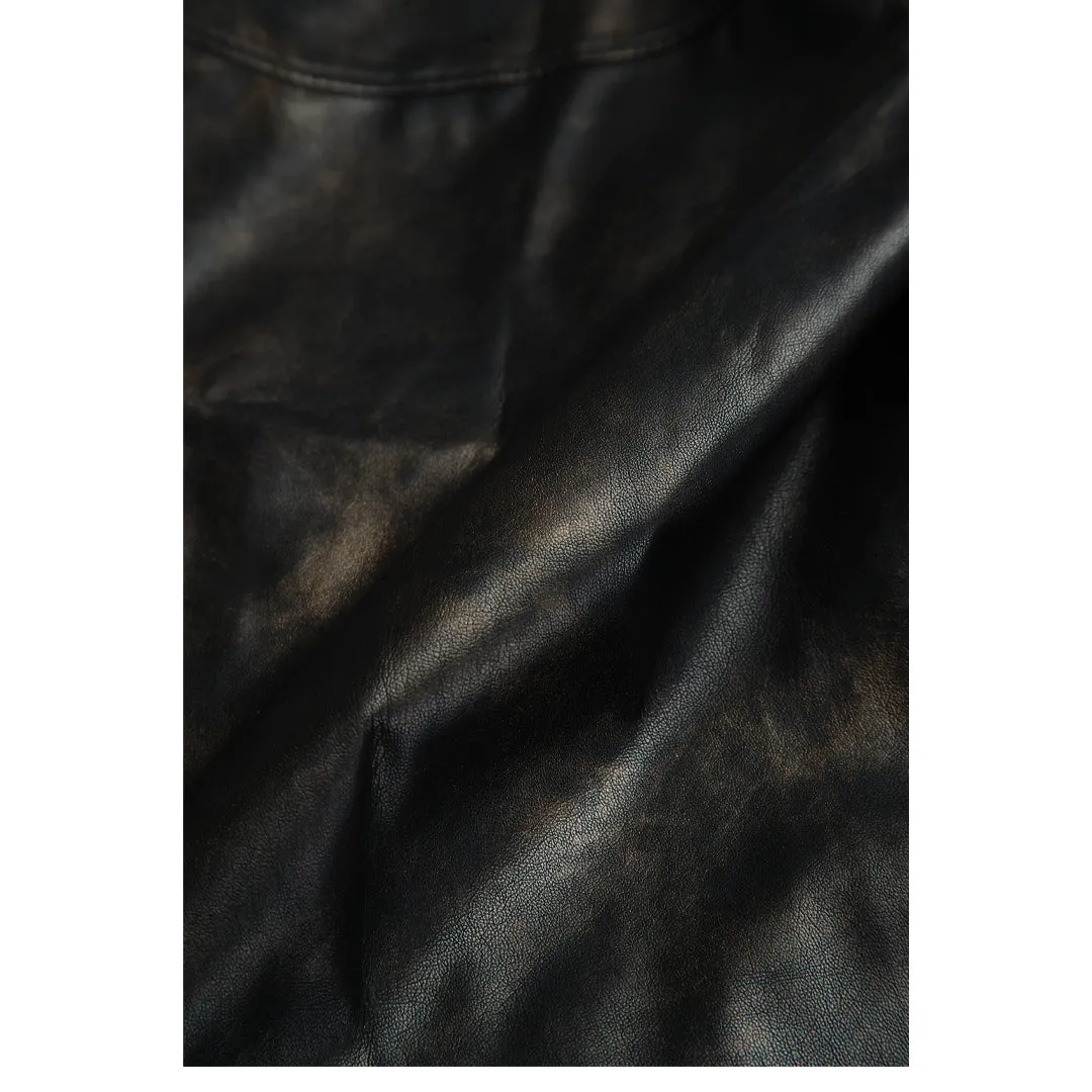 AGED FAUX LEATHER ZIP JACKET
