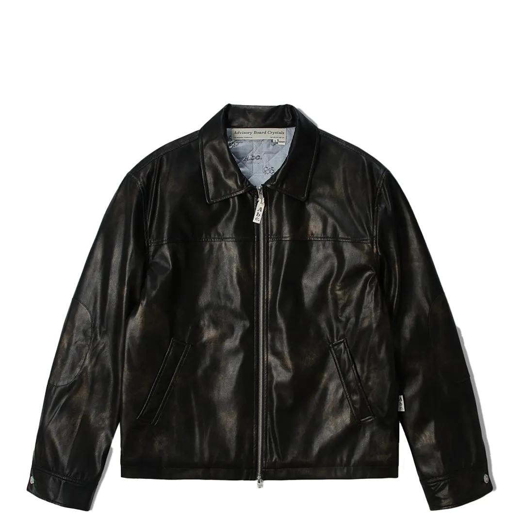 AGED FAUX LEATHER ZIP JACKET