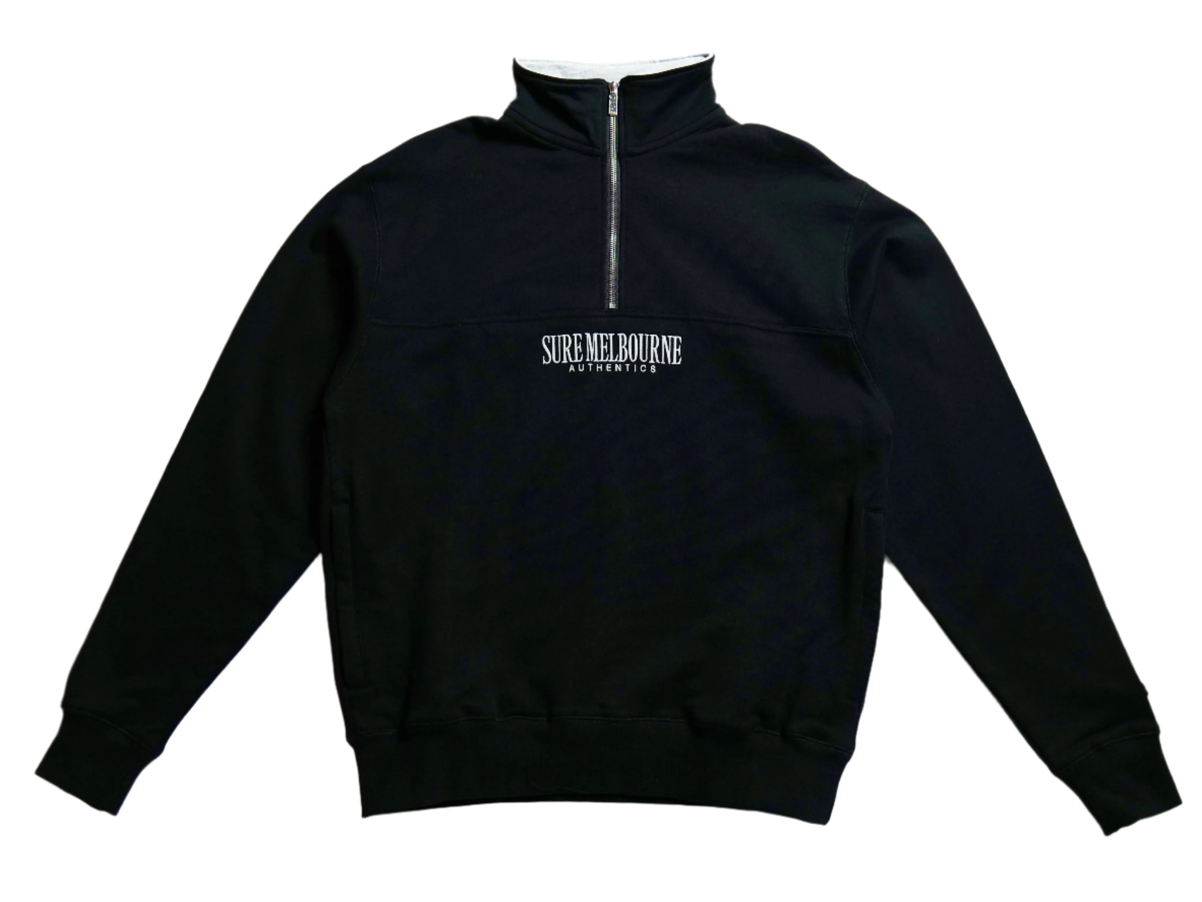 Authentics Embroidered Super Heavyweight 1/4 Zip  - Black / Grey