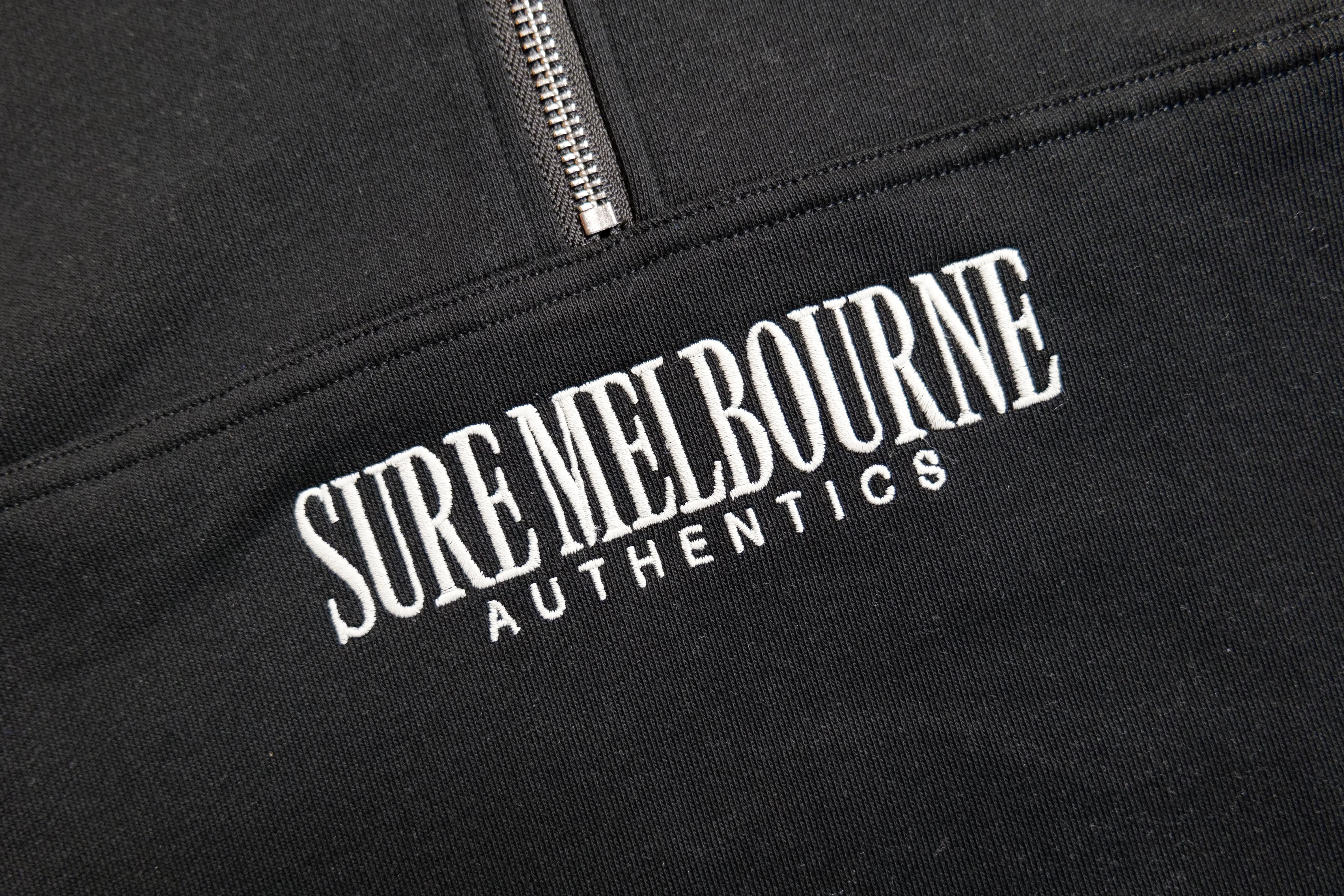 Authentics Embroidered Super Heavyweight 1/4 Zip  - Black / Grey