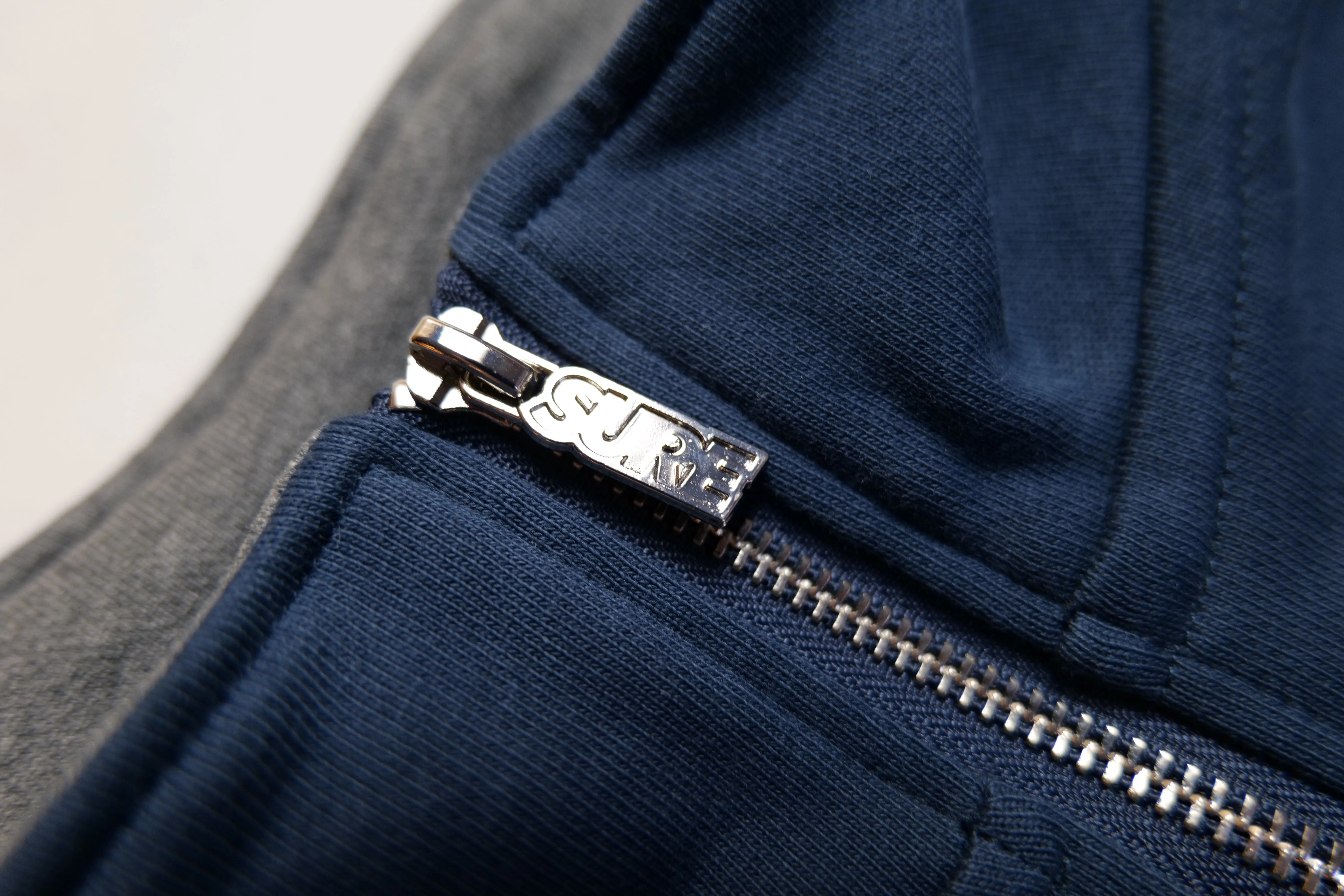 Authentics Embroidered Super Heavyweight Contrast 1/4 Zip  - Navy / Grey