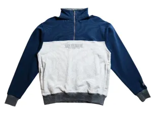 Authentics Embroidered Super Heavyweight Contrast 1/4 Zip  - Navy / Grey