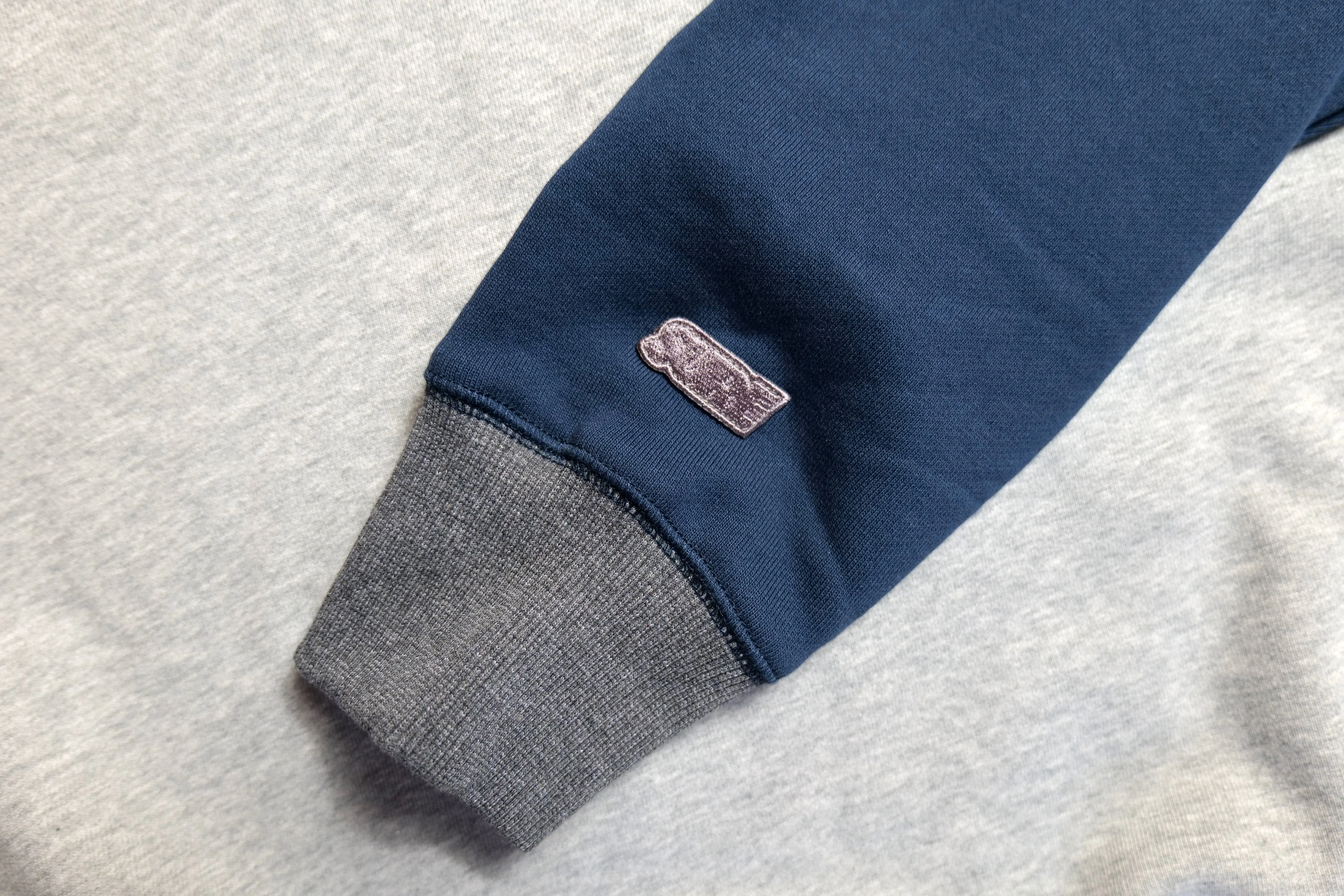 Authentics Embroidered Super Heavyweight Contrast 1/4 Zip  - Navy / Grey