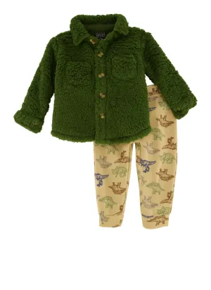 Baby Boys 12-24M Sherpa Button Front Shacket and Joggers