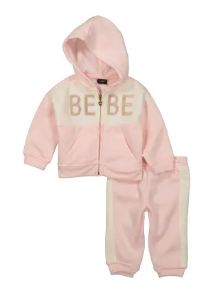 Baby Girls 12-24M Bebe Color Block Zip Front Hoodie and Joggers