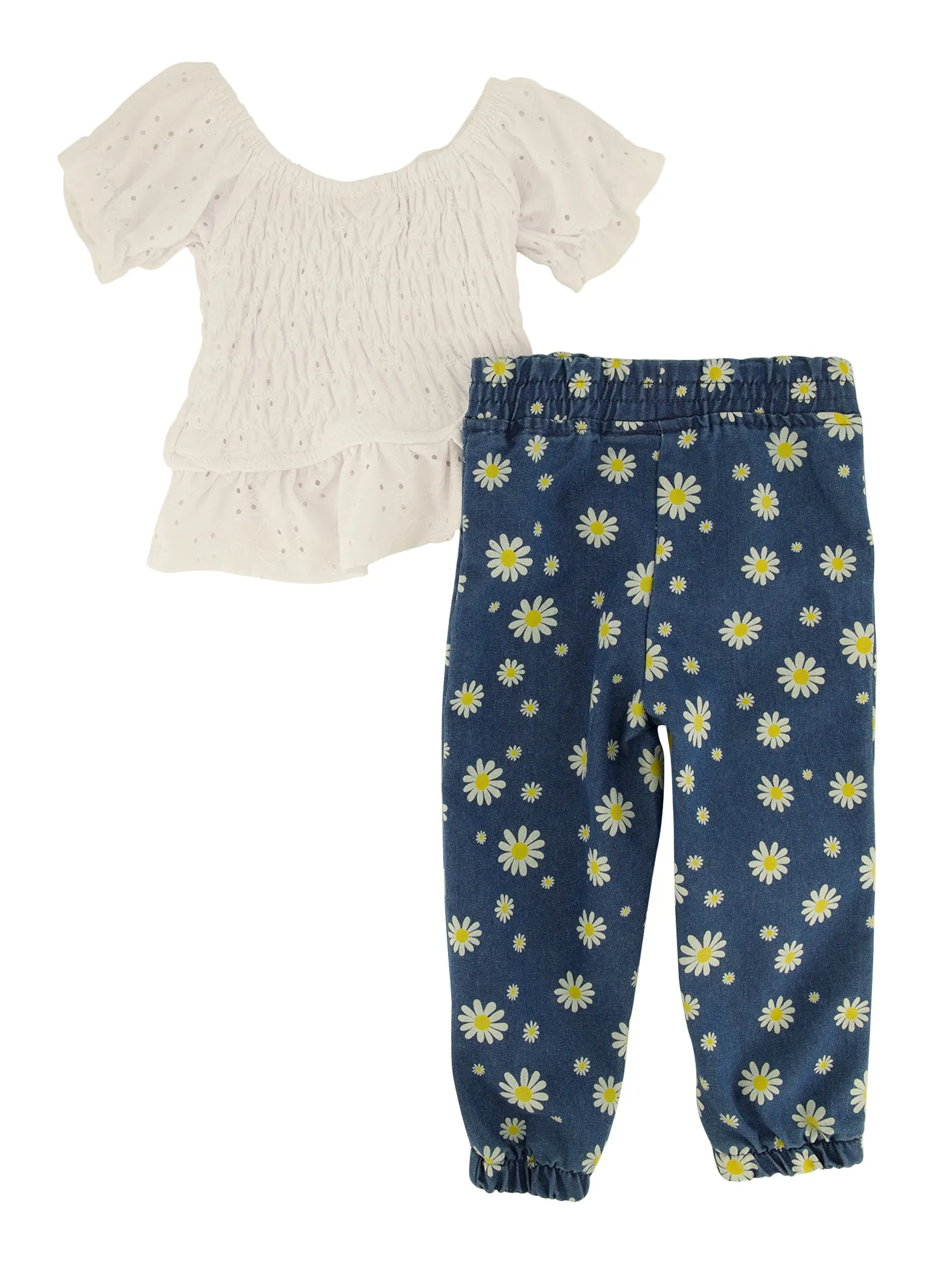 Baby Girls 12-24M Eyelet Peasant Top and Floral Joggers
