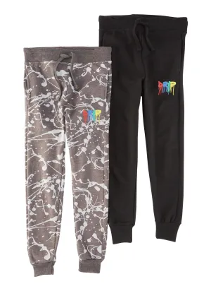 Boys Drip Graphic Print Joggers 2 Pack Set