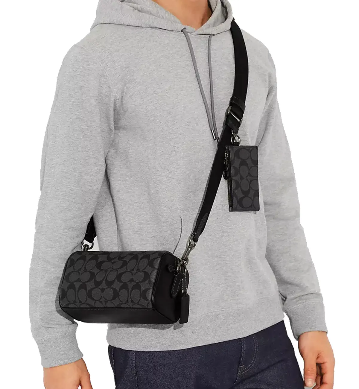 Coach Axel Crossbody Bag Signature Canvas (Charcoal)