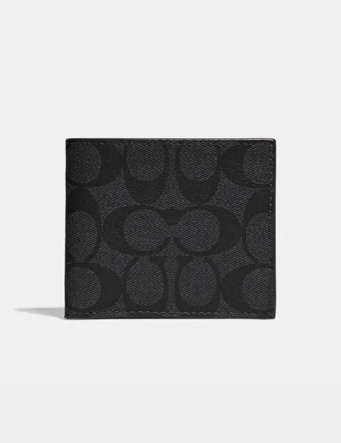 Coach Id Billfold Wallet In Signature Canvas (Black)