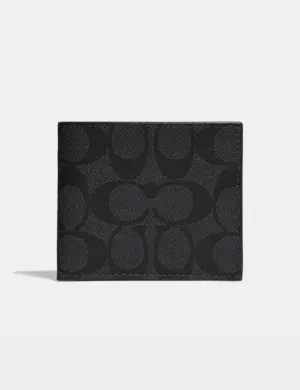 Coach Id Billfold Wallet In Signature Canvas (Black)