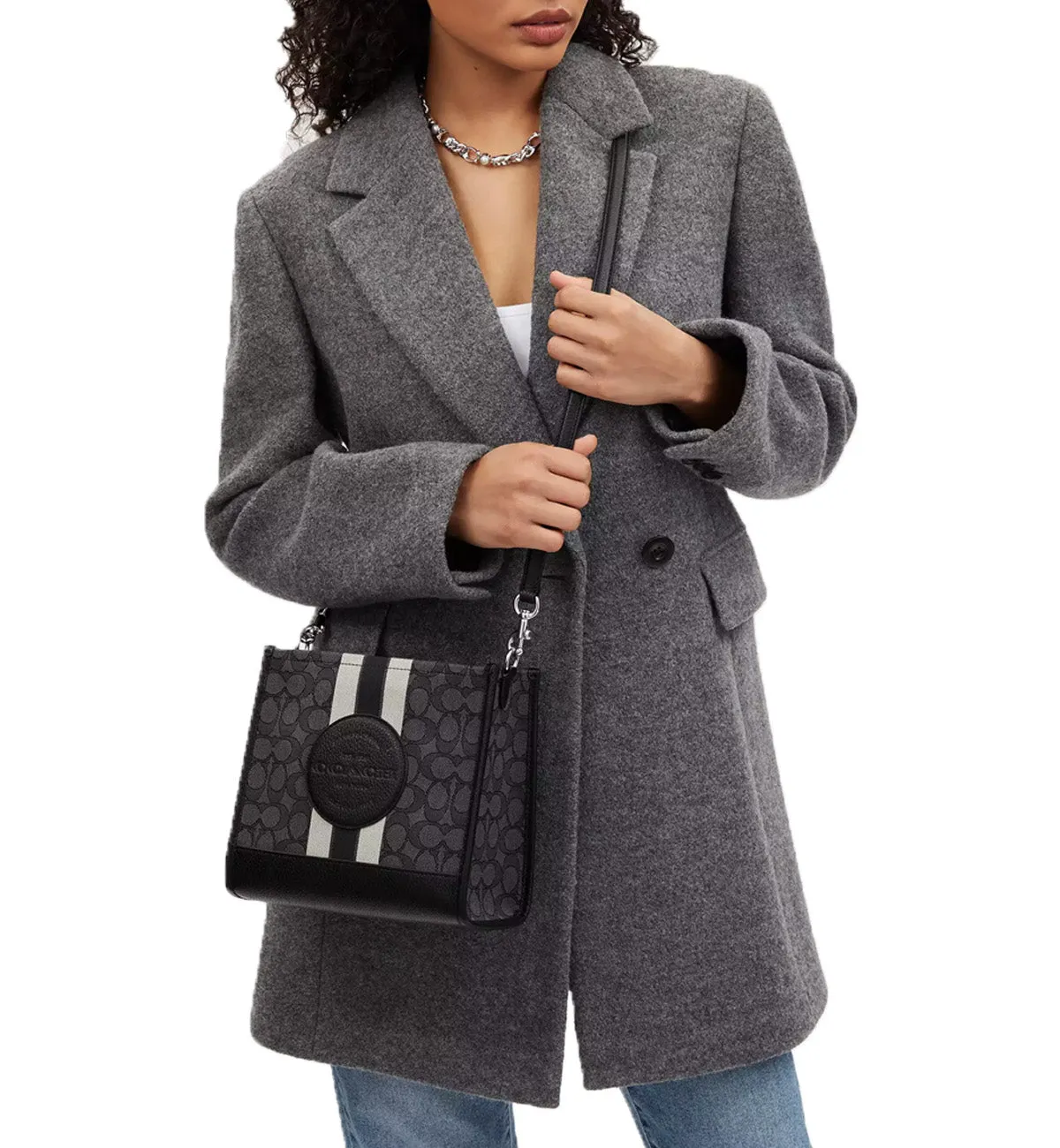 Coach Signature Jacquard Stripe Patch Dempsey Tote 22