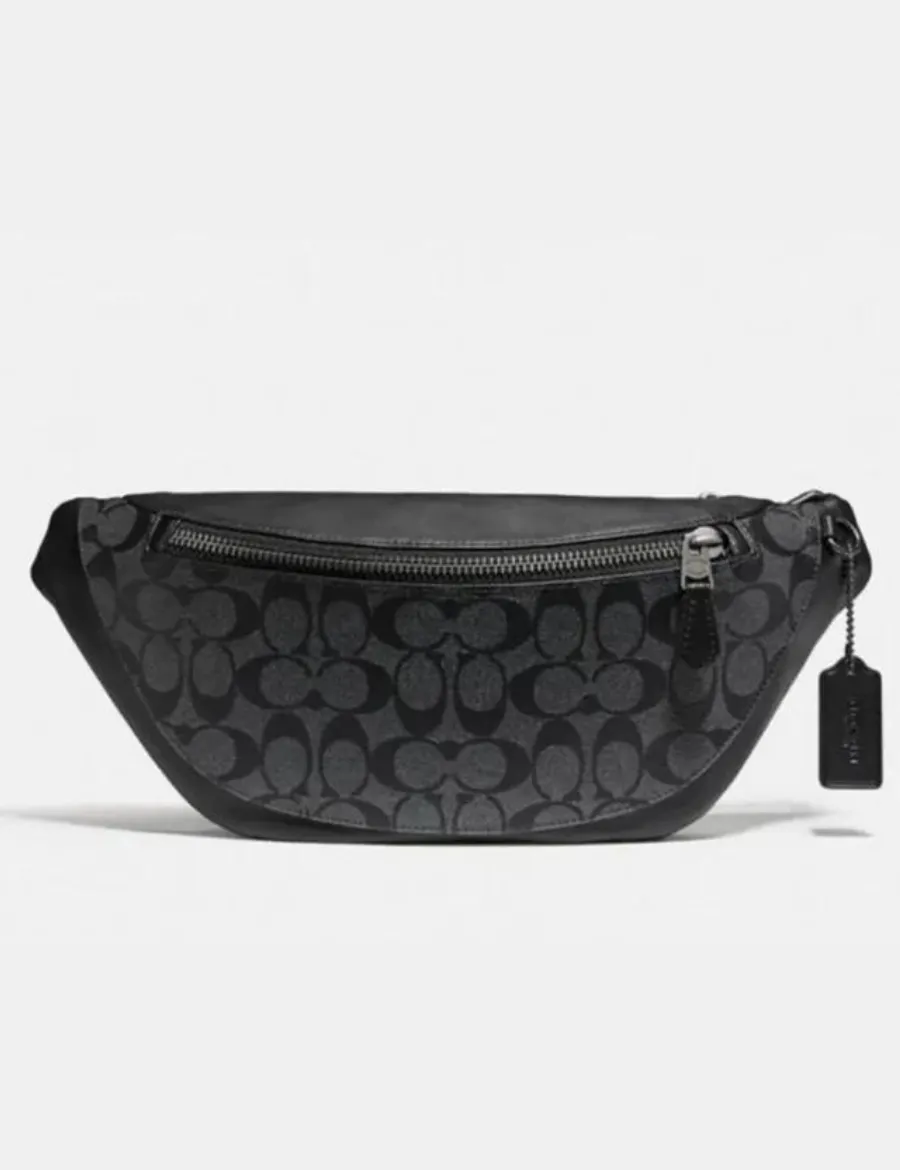Coach Warren Belt Bag in Signature Canvas Black