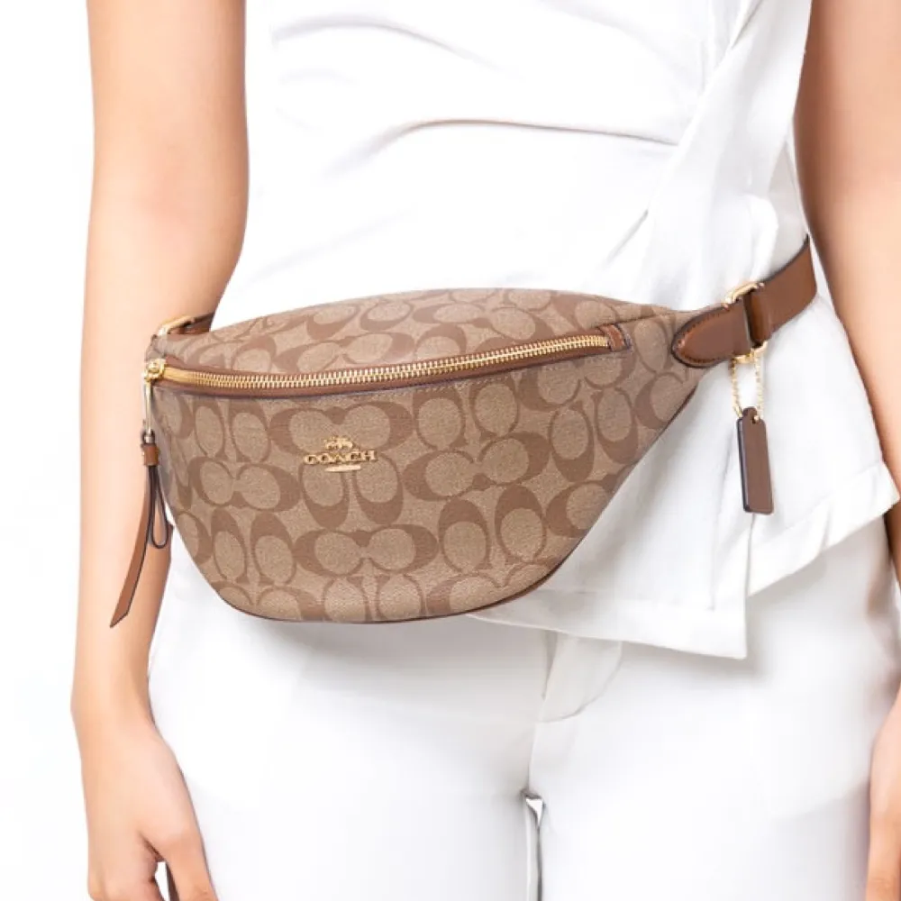 Coach Warren Belt Bag in Signature Canvas Brown