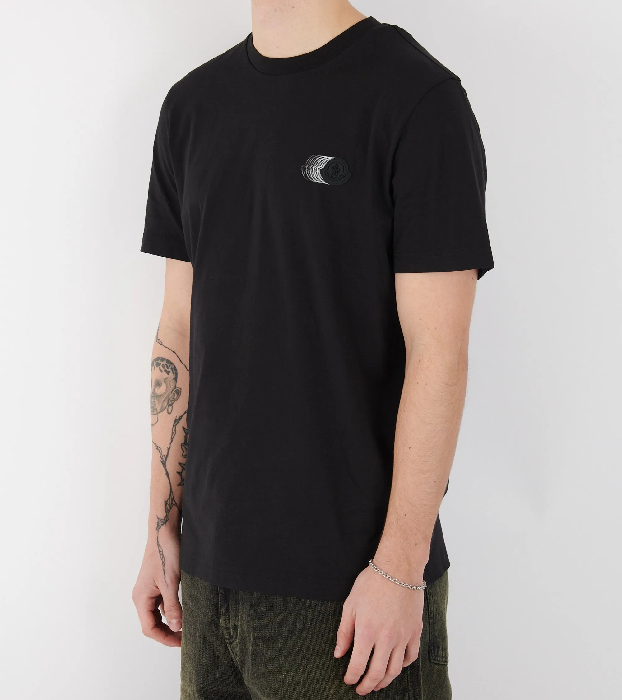 Faded Logo Motif T-shirt Black