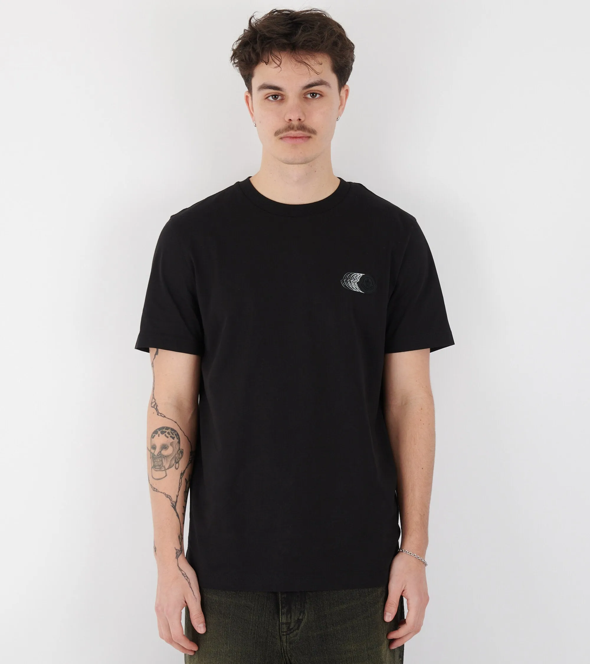 Faded Logo Motif T-shirt Black