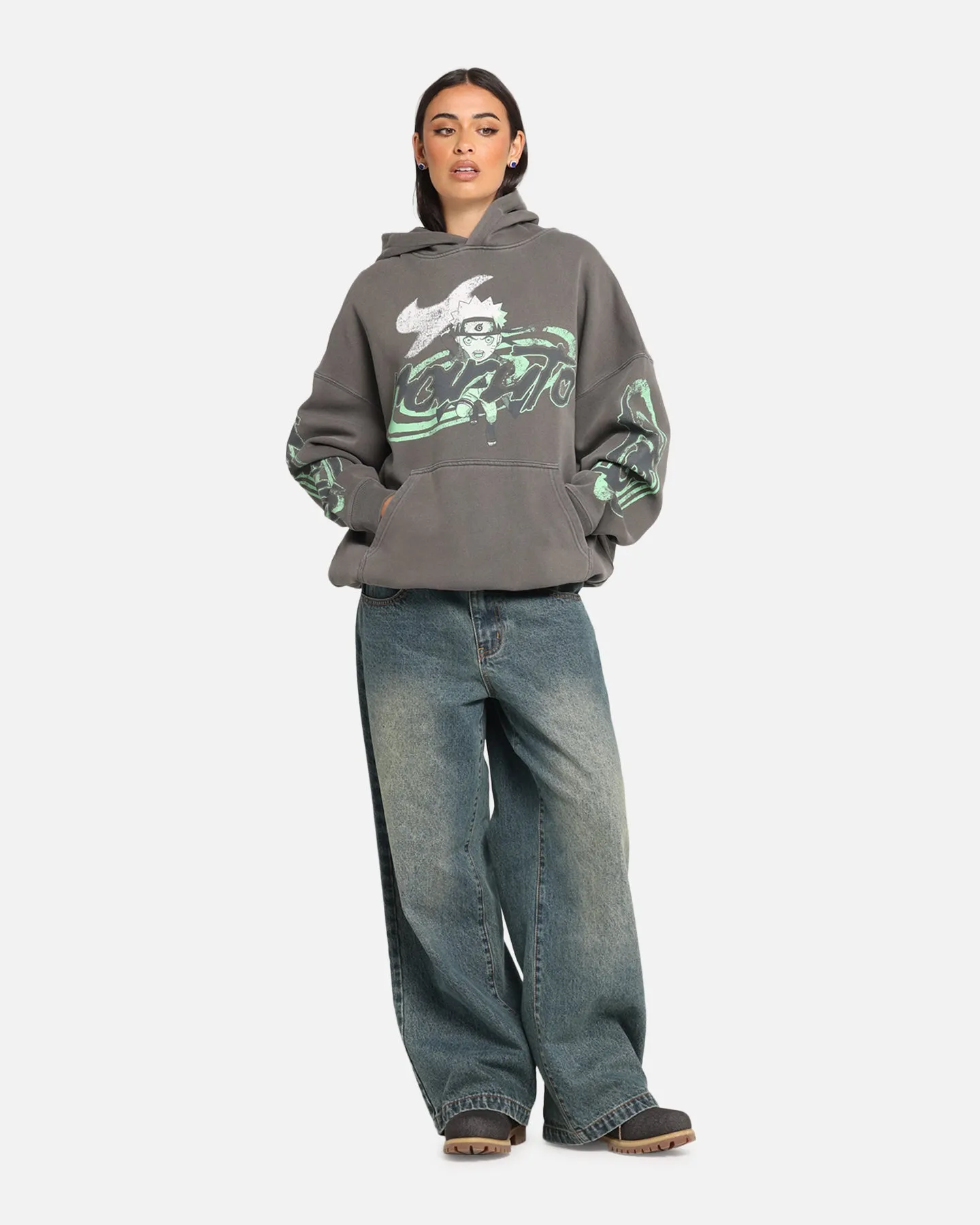 Goat Crew X Naruto Sage Mode Premium Hoodie Washed Charcoal