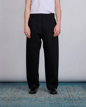 LEMAIRE Pleated Carrot Cotton Trouser Black