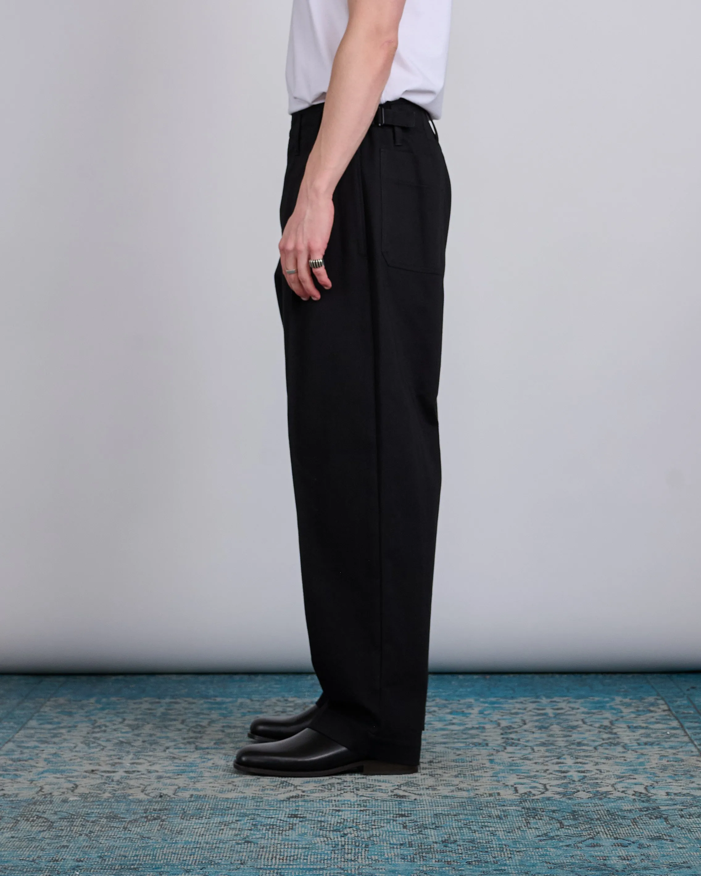 LEMAIRE Pleated Carrot Cotton Trouser Black