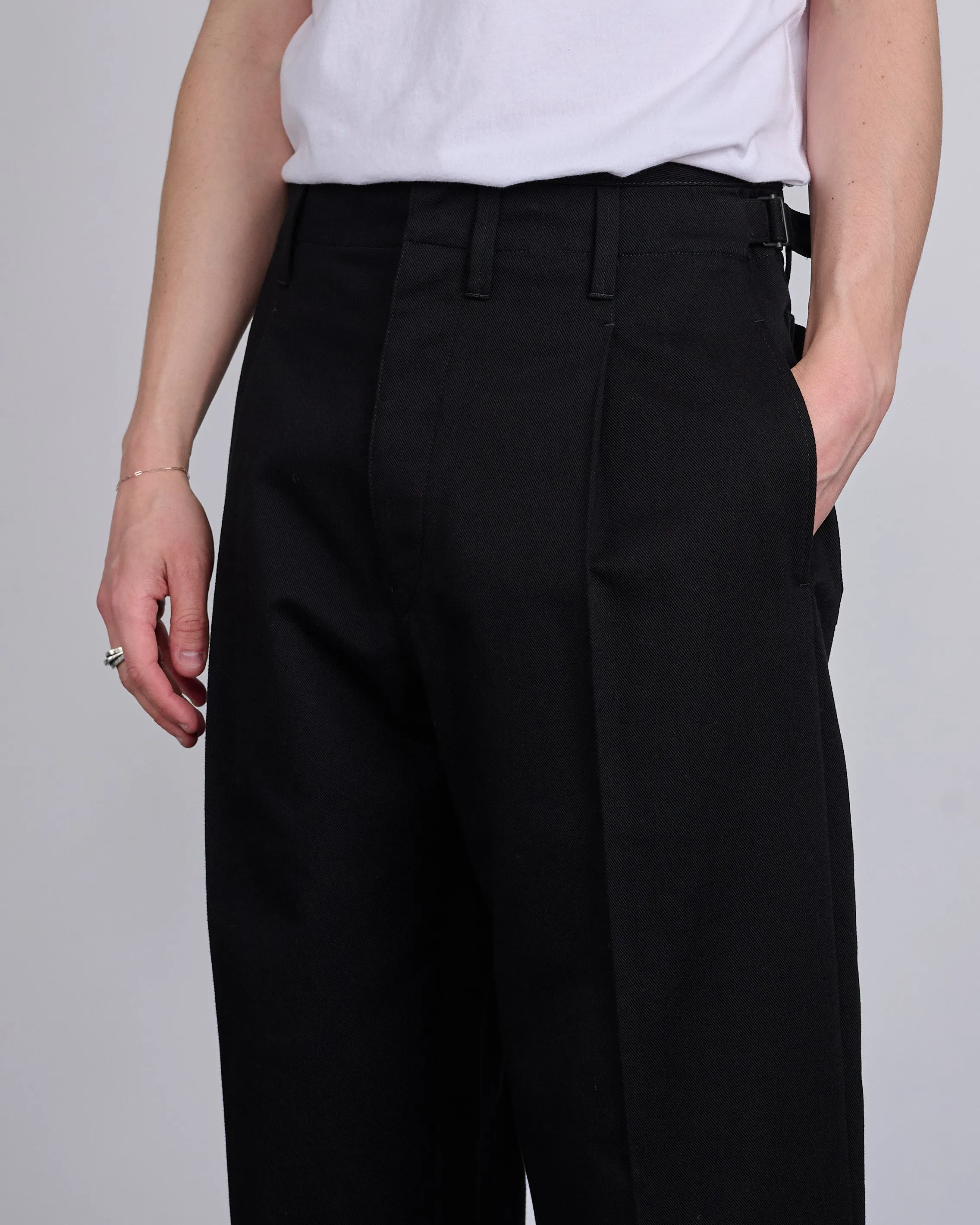 LEMAIRE Pleated Carrot Cotton Trouser Black