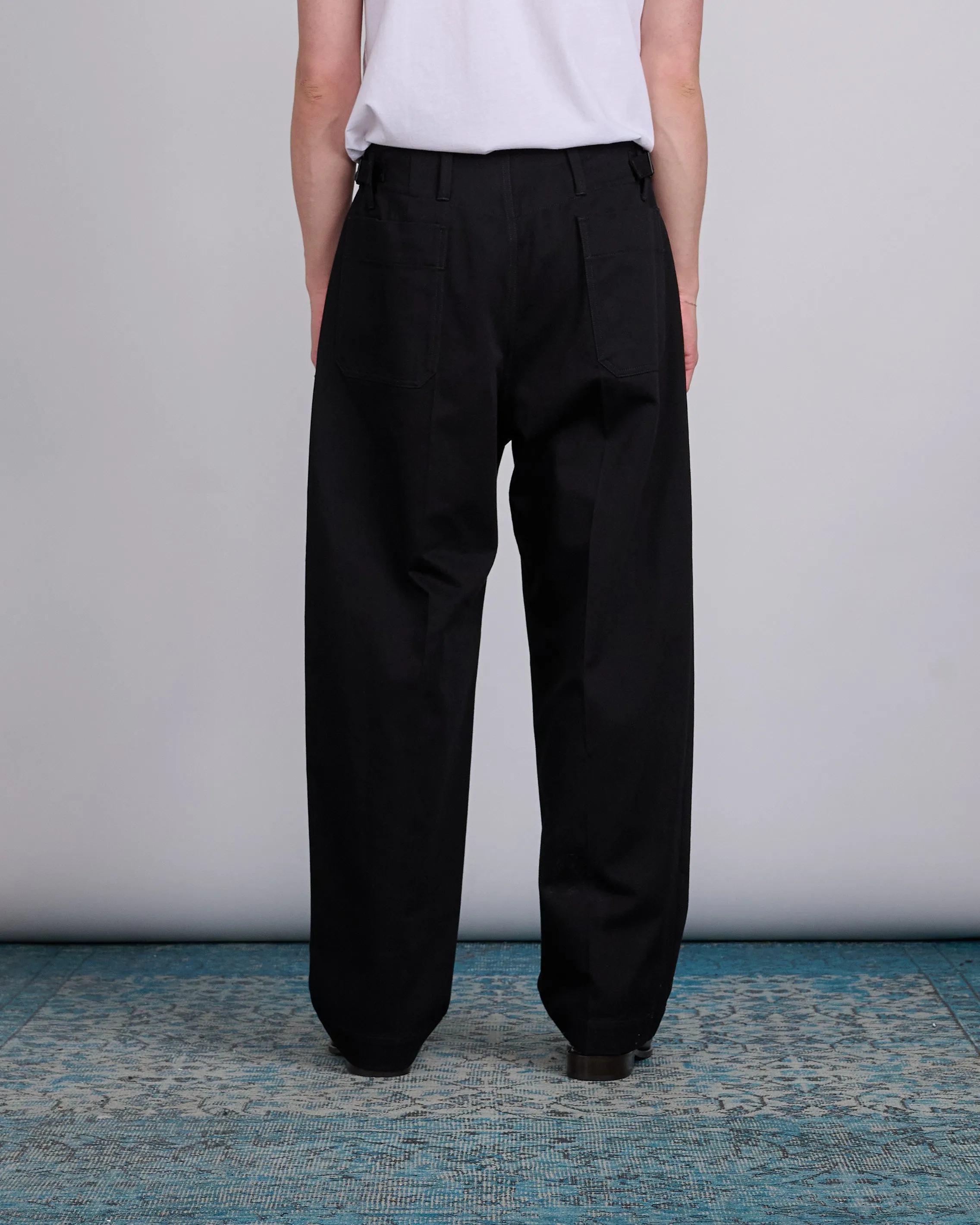 LEMAIRE Pleated Carrot Cotton Trouser Black