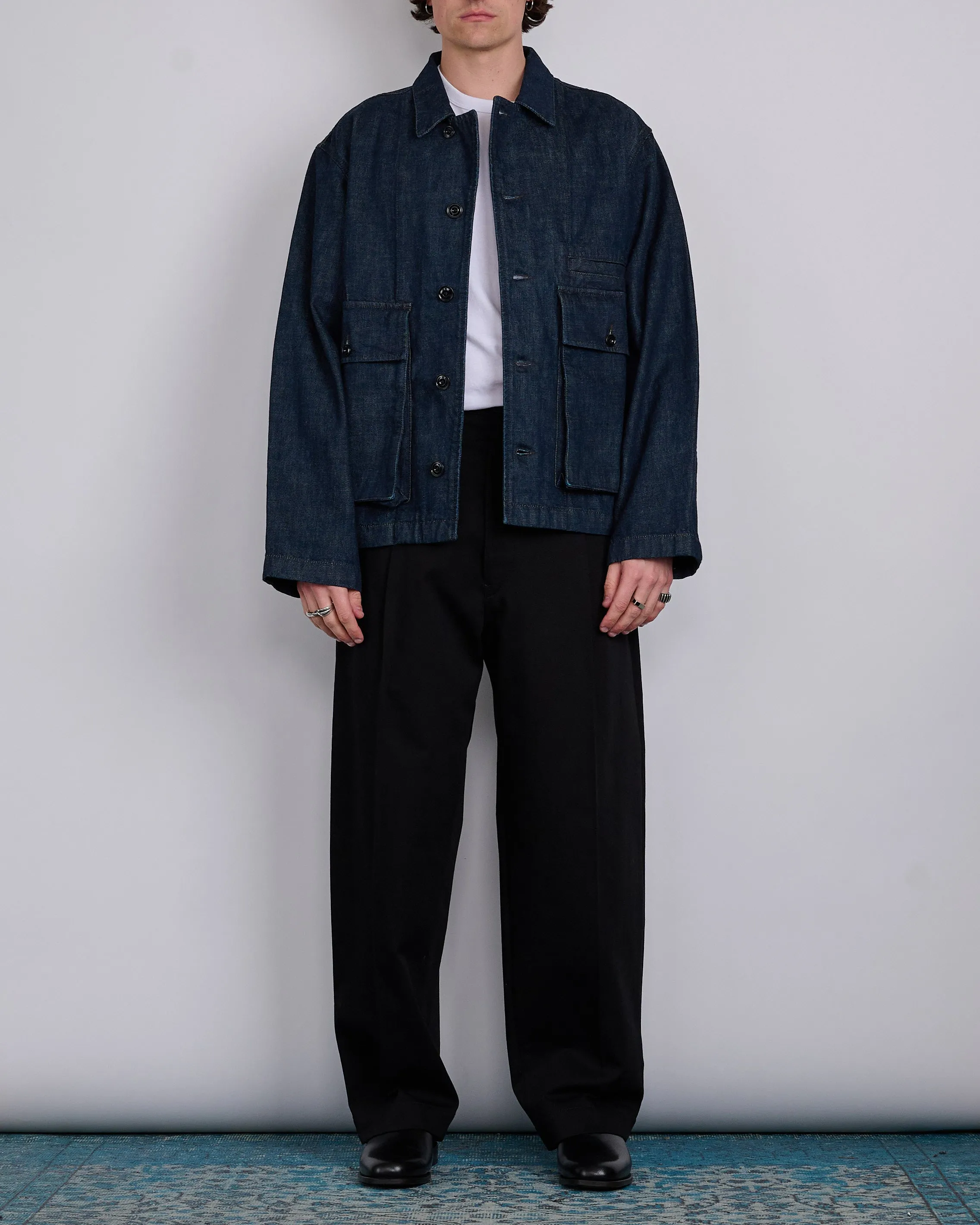 LEMAIRE Pleated Carrot Cotton Trouser Black