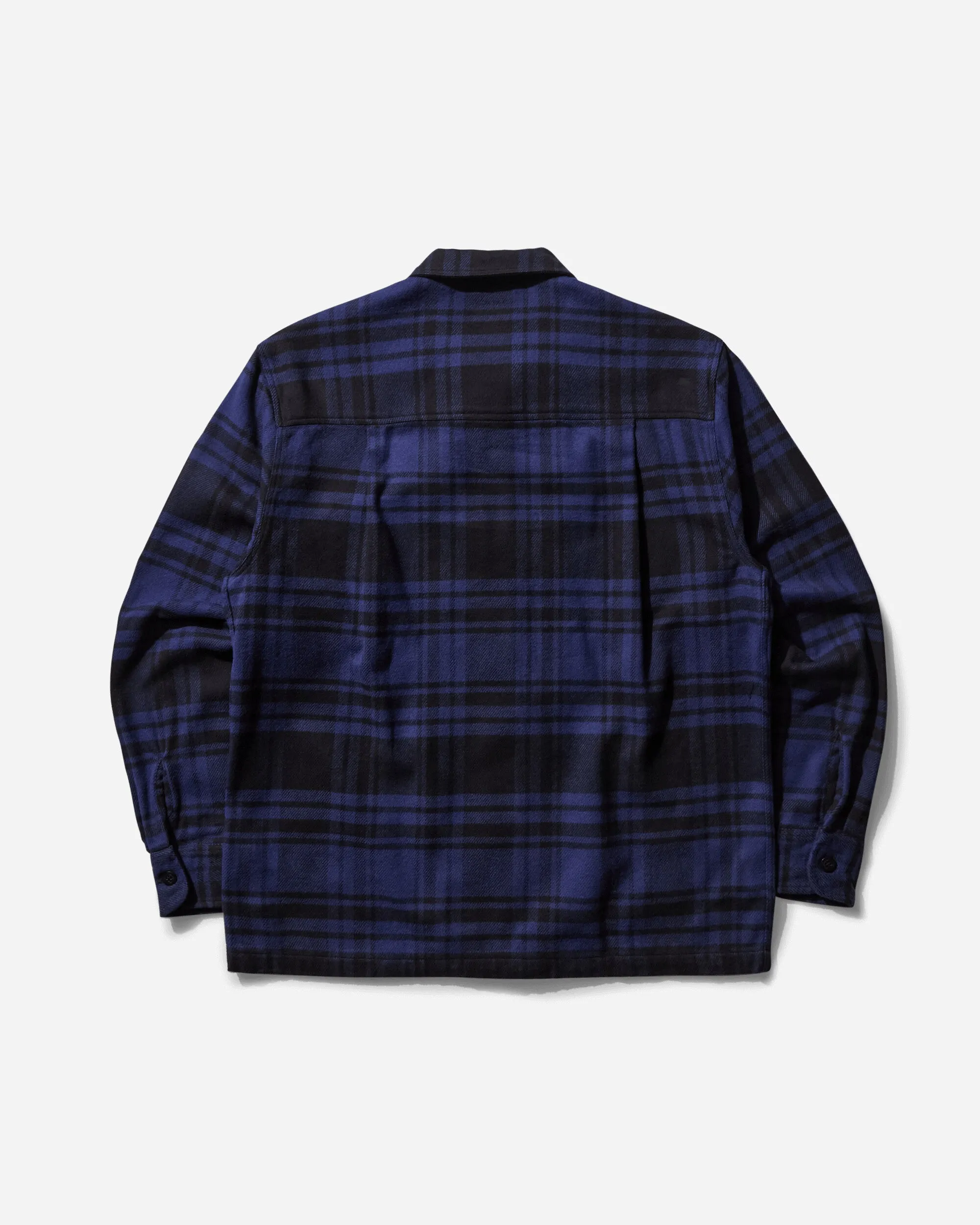 Men's Heavyweight Zip-Up Flannel Shirt Black / Blue