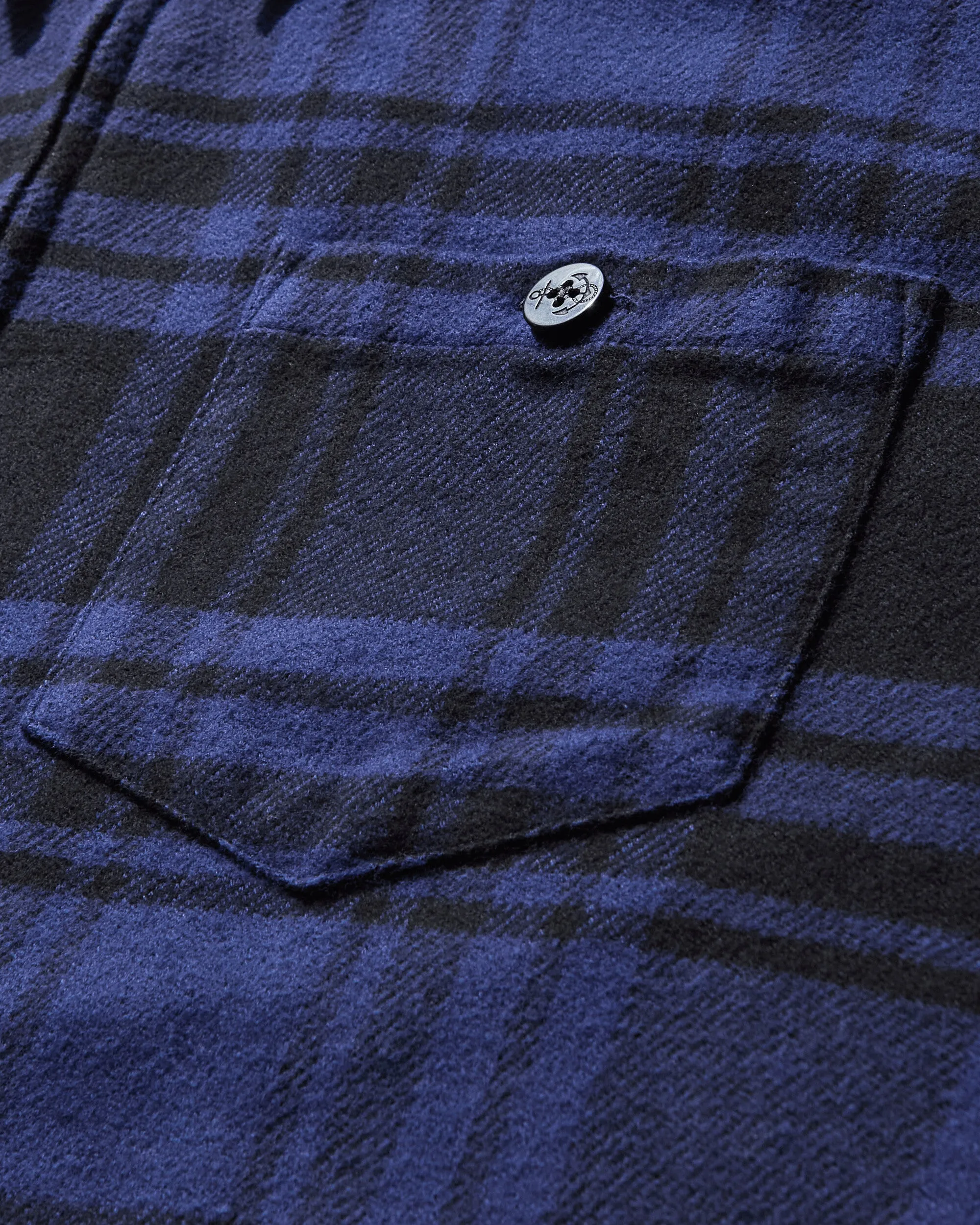 Men's Heavyweight Zip-Up Flannel Shirt Black / Blue