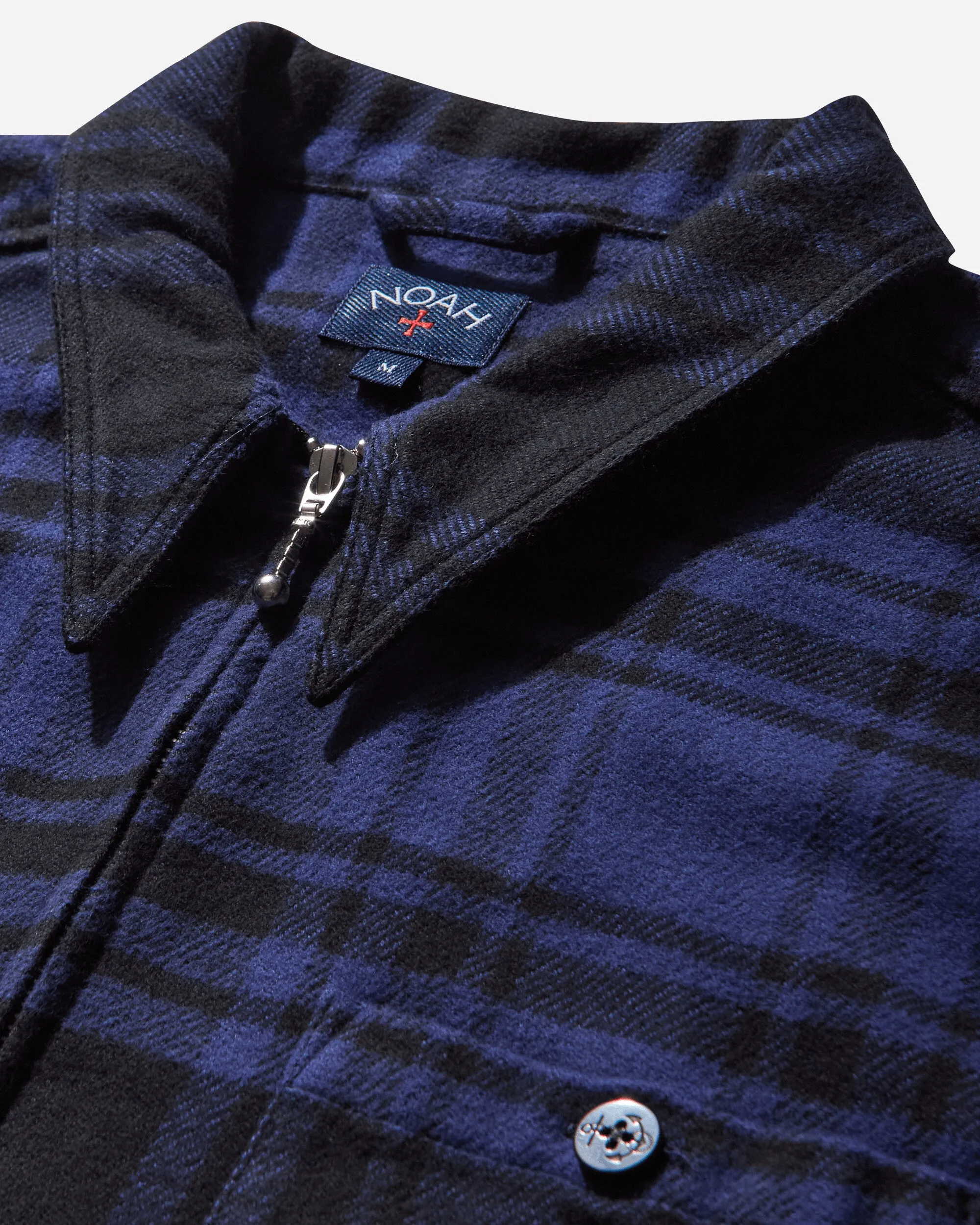 Men's Heavyweight Zip-Up Flannel Shirt Black / Blue