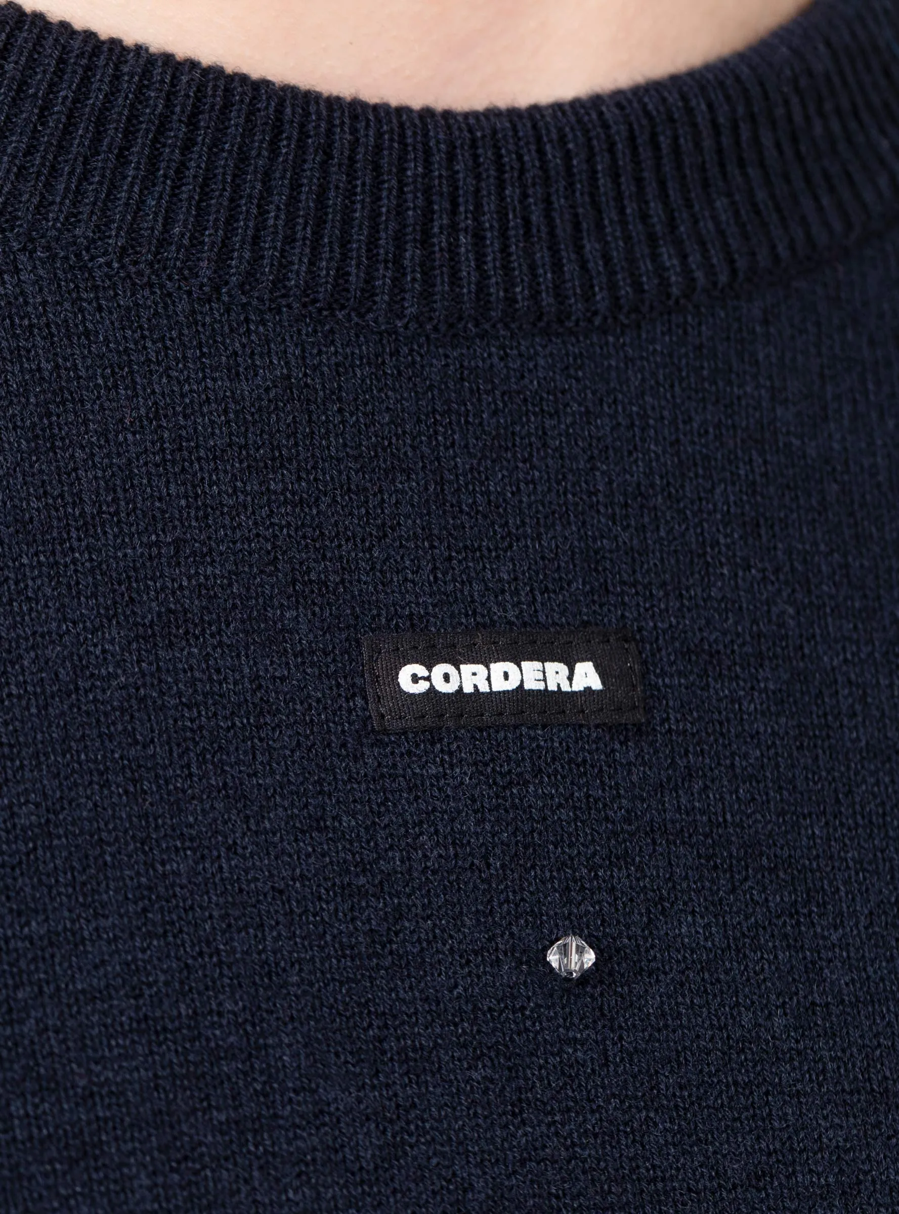 Merino Wool Beaded T-Shirt Navy
