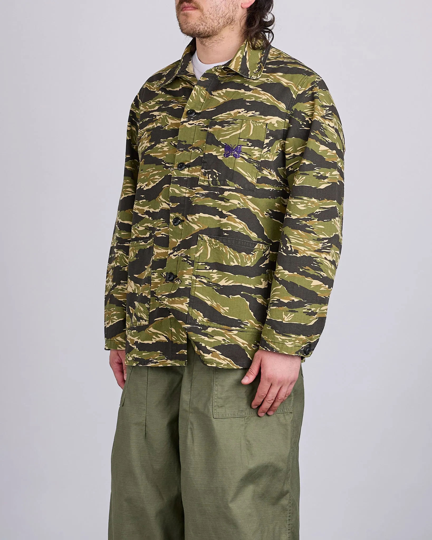 Needles D.N. Coverall Jacket Cotton Ripstop Tiger Camo