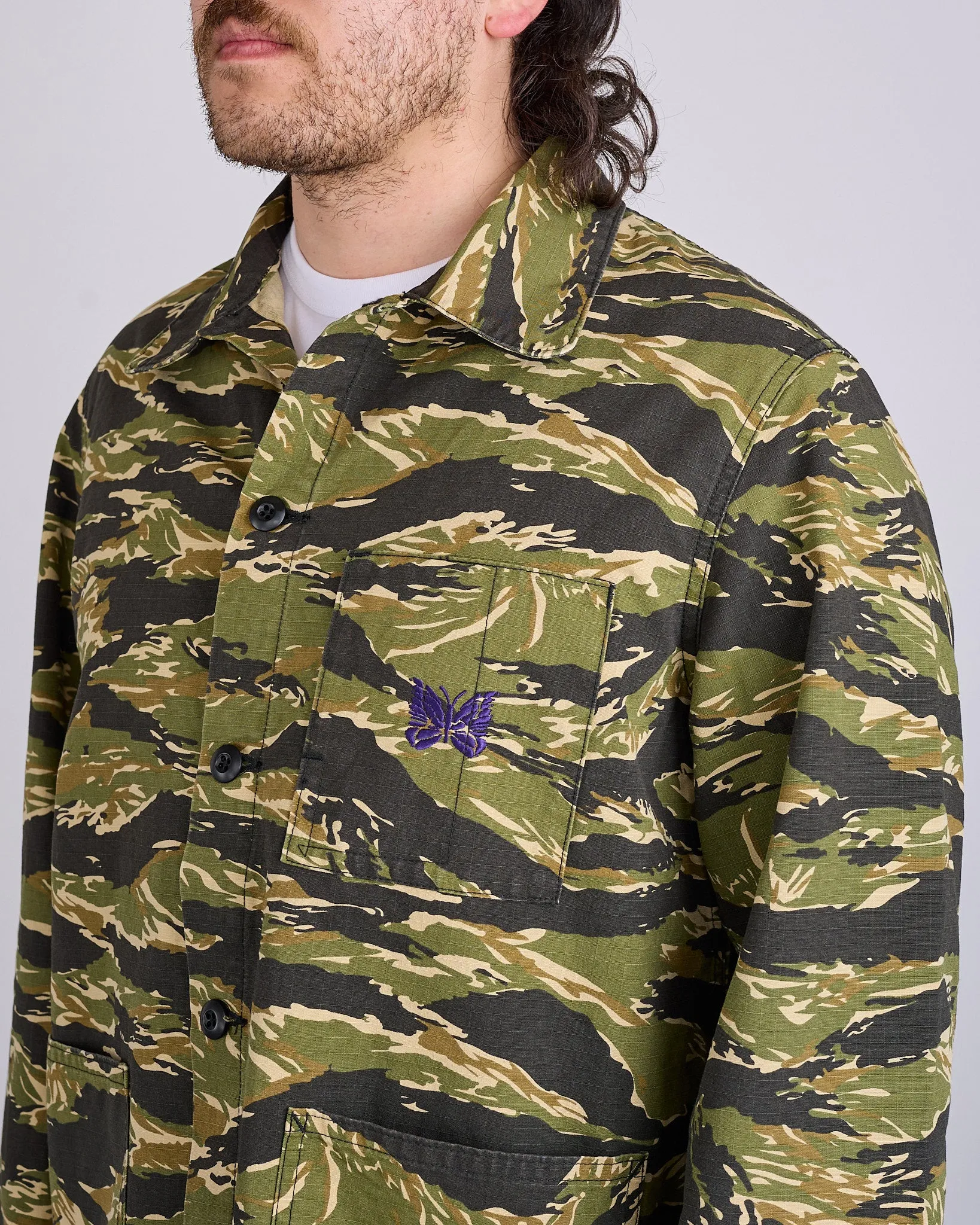 Needles D.N. Coverall Jacket Cotton Ripstop Tiger Camo