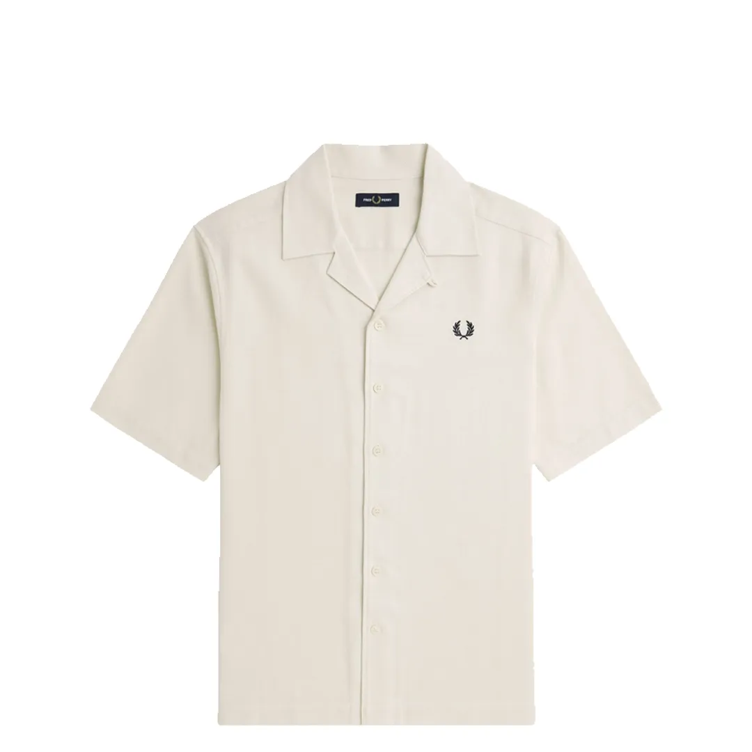 PIQUE TEXTURE REVERE COLLAR SHIRT ECRU