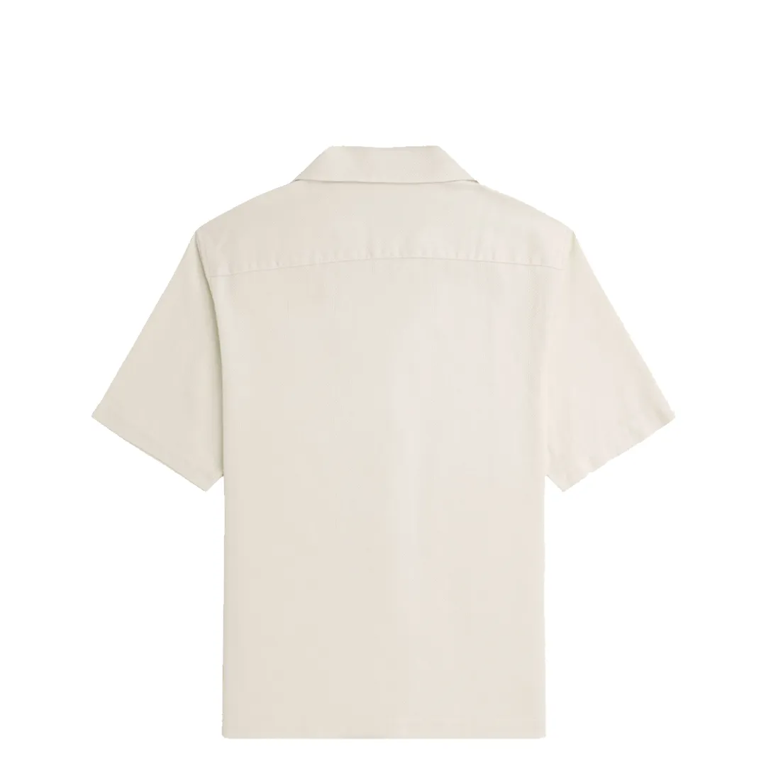 PIQUE TEXTURE REVERE COLLAR SHIRT ECRU