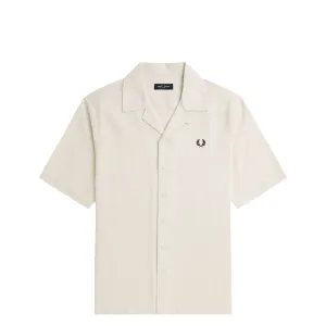 PIQUE TEXTURE REVERE COLLAR SHIRT ECRU