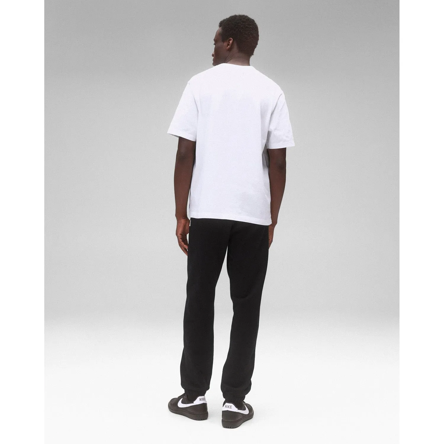 Reigning Champ Men Knit Midweight Terry Arch Logo Sweatpant Black White
