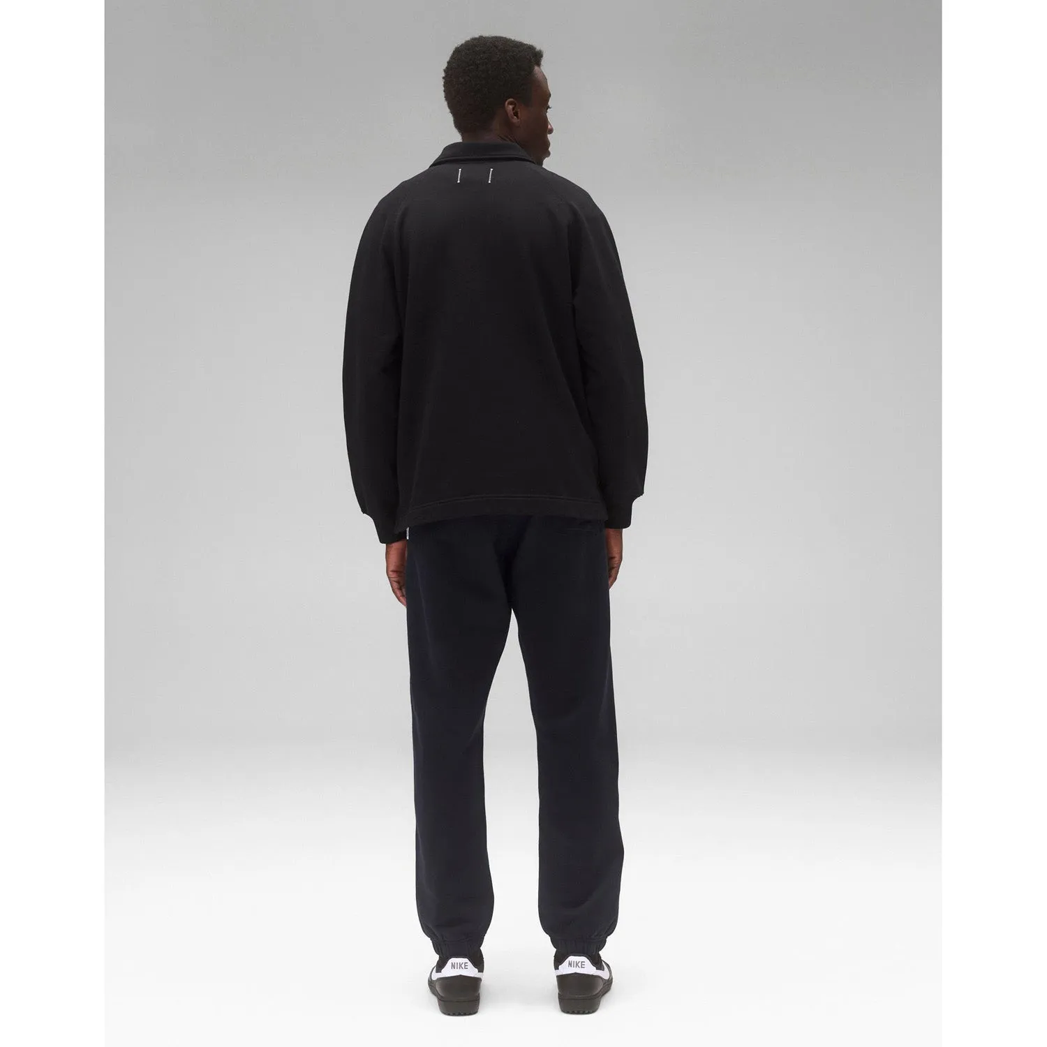Reigning Champ Men Knit Midweight Terry Arch Logo Sweatpant Navy White
