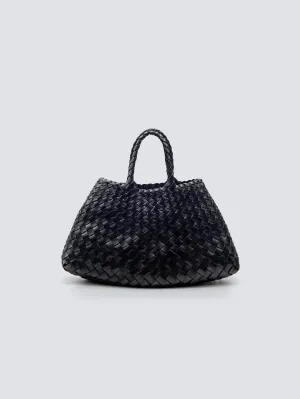 Santa Croce Small Black Woven Leather Handbag