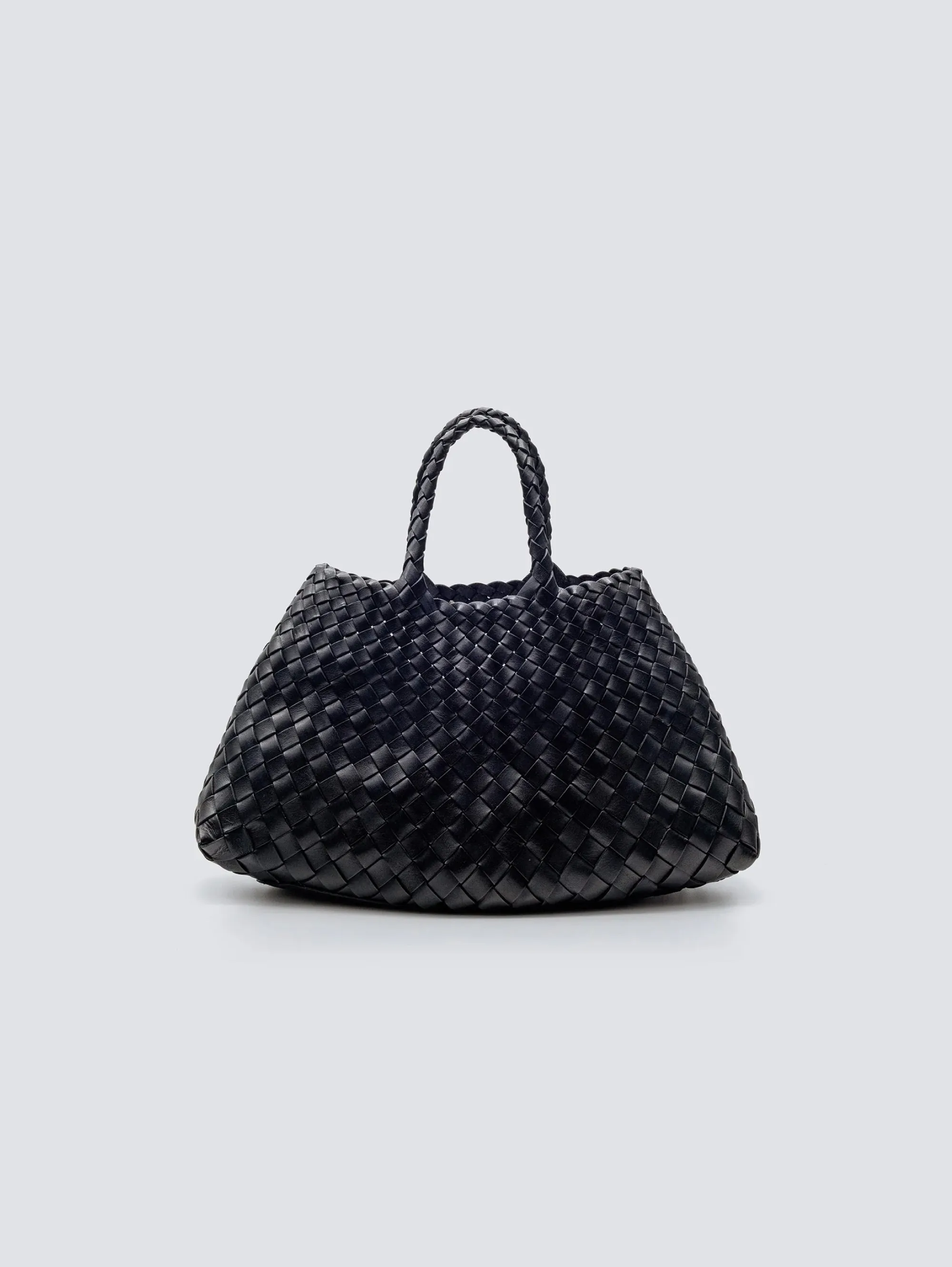 Santa Croce Small Black Woven Leather Handbag
