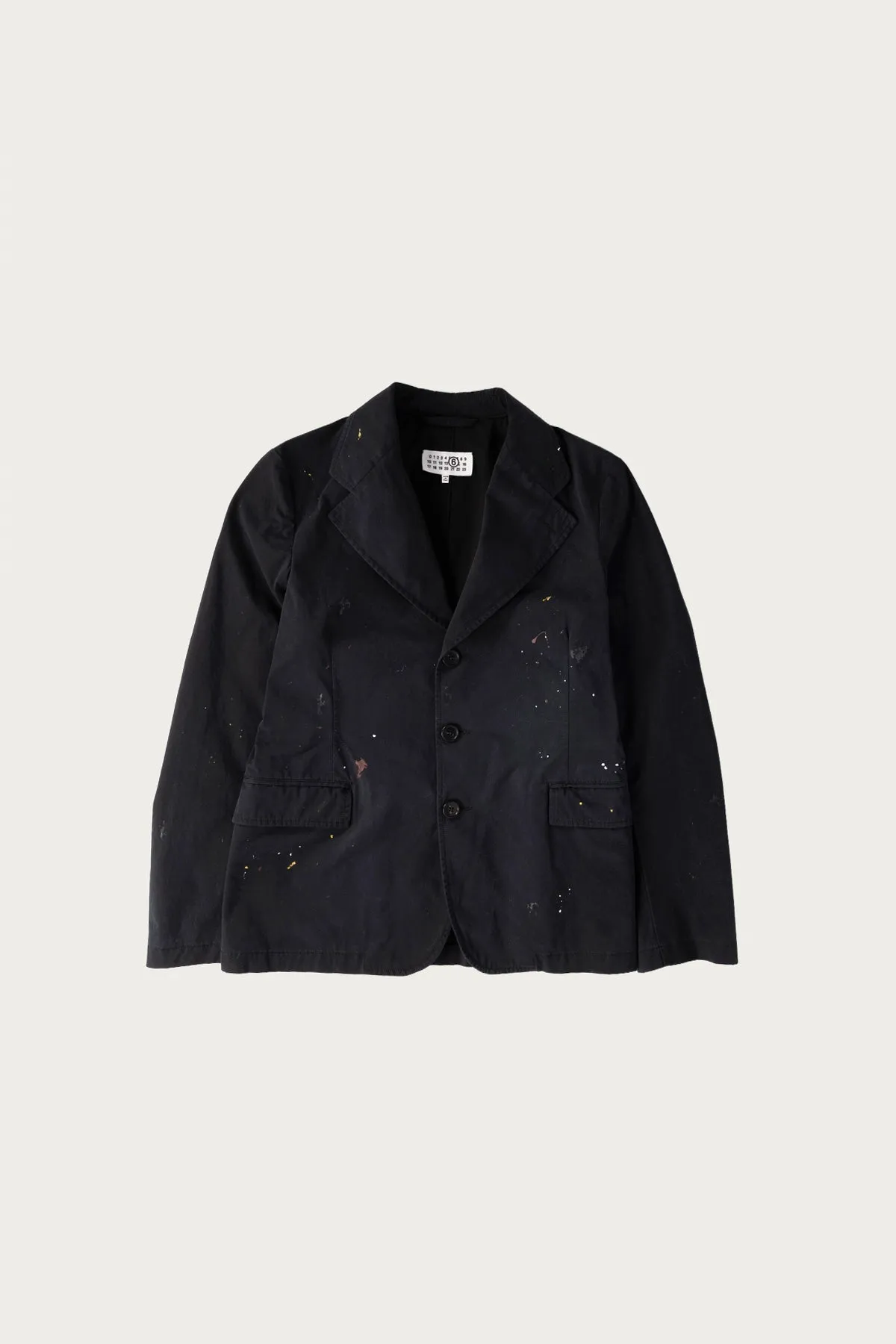 Single Breasted Paint Splatter Jacket - Black