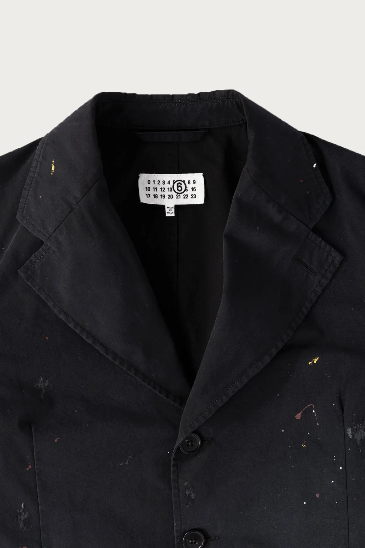 Single Breasted Paint Splatter Jacket - Black
