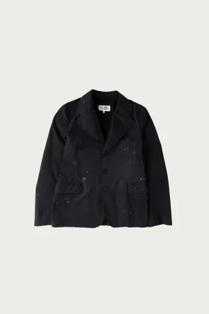 Single Breasted Paint Splatter Jacket - Black