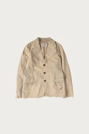 Single Breasted Paint Splatter Jacket - Sand Beige