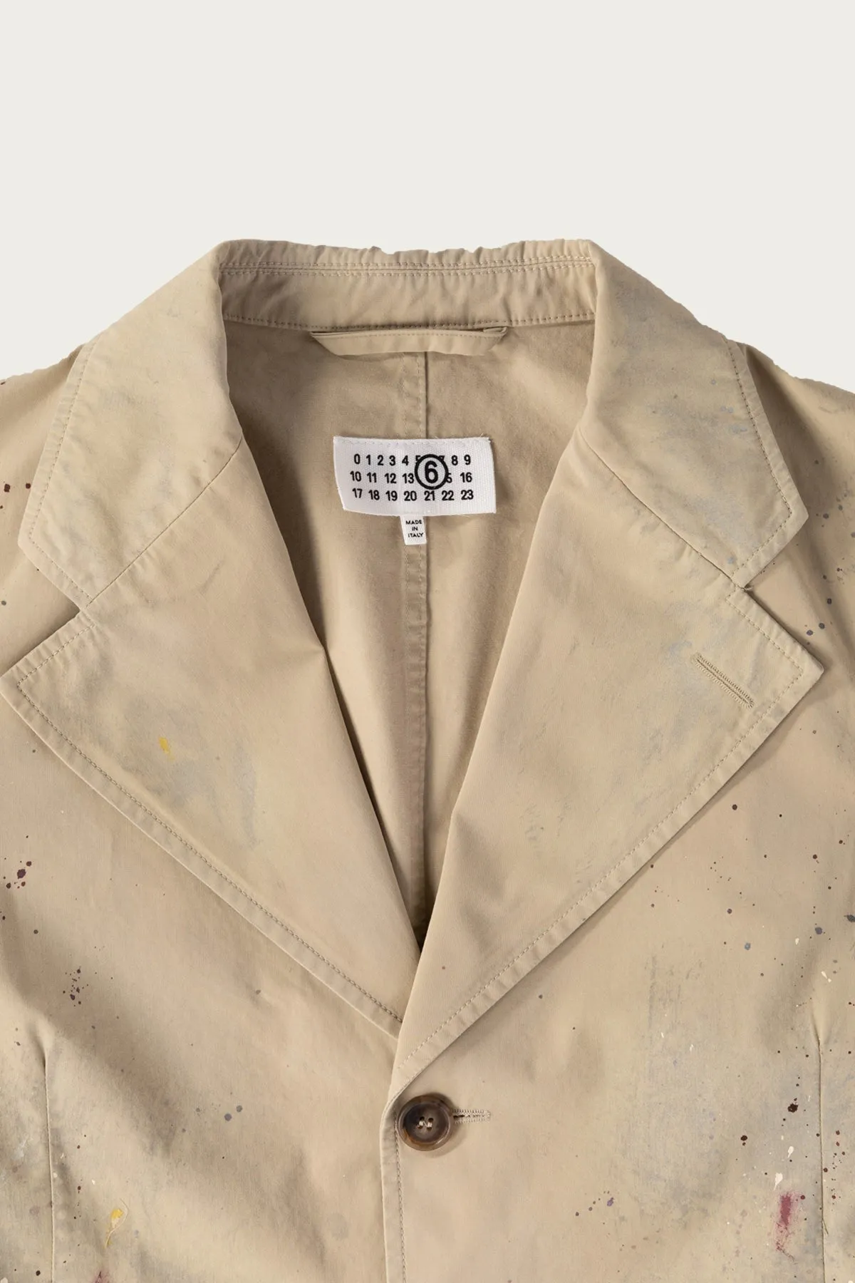 Single Breasted Paint Splatter Jacket - Sand Beige