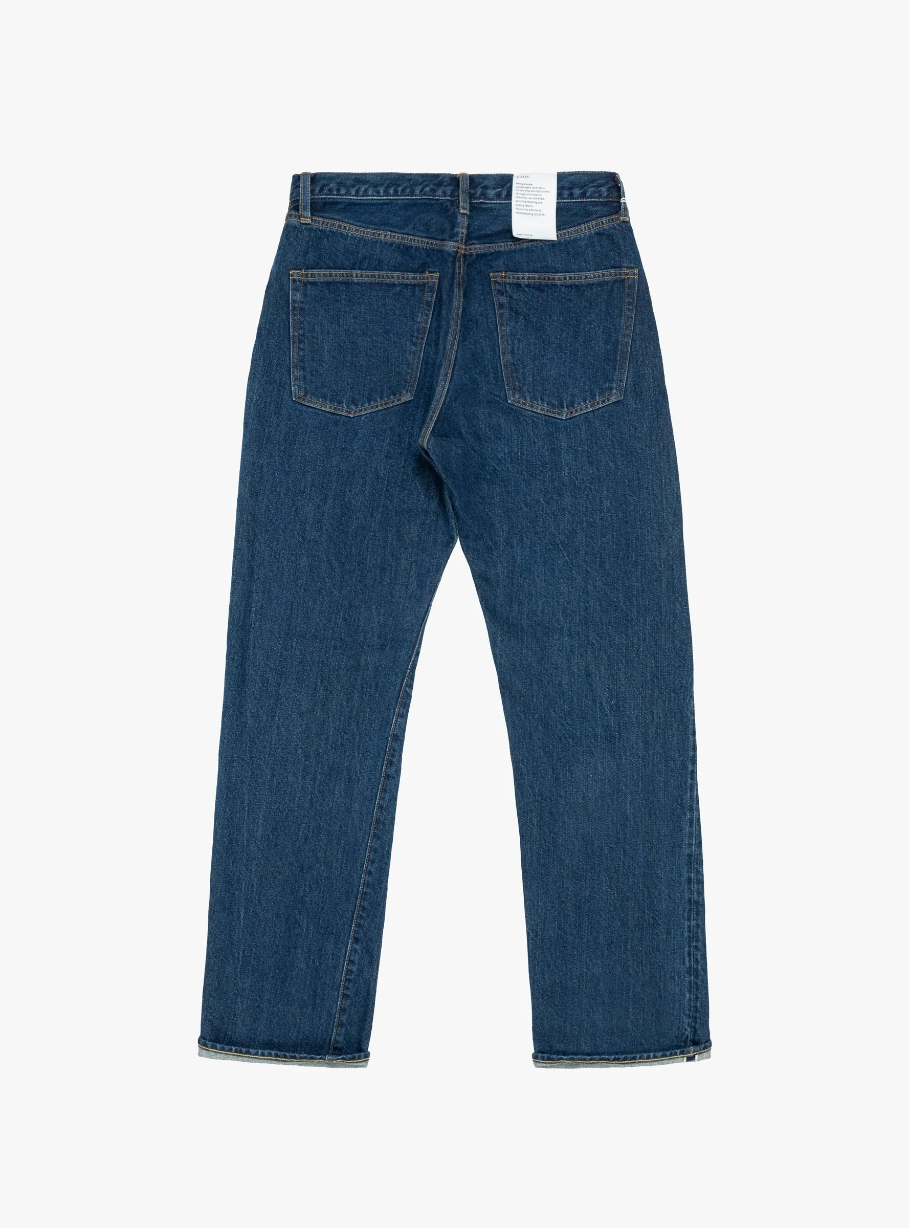 Straight 5 Pocket Pants Dark Blue Damage