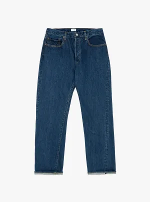 Straight 5 Pocket Pants Dark Blue Damage