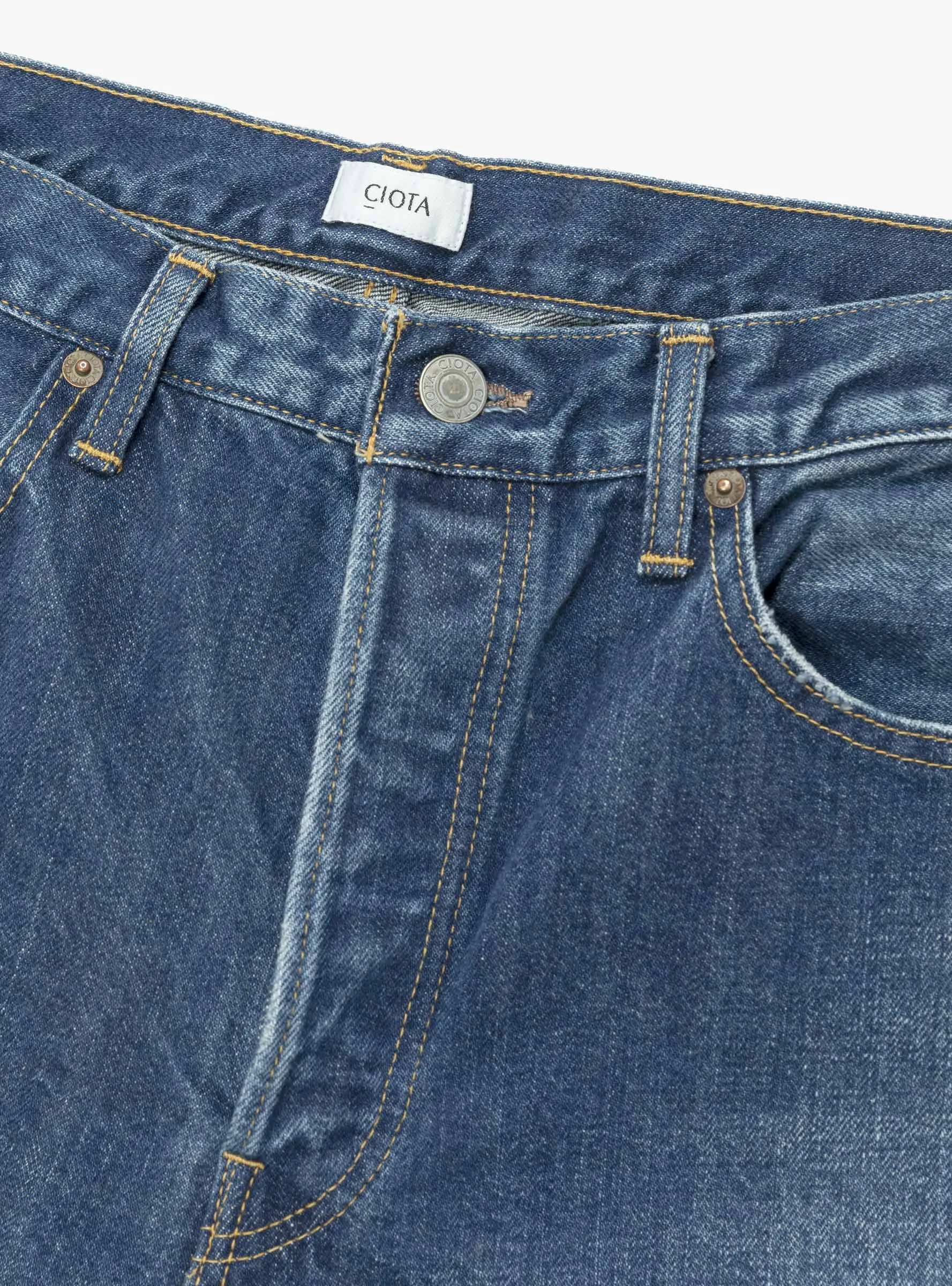 Straight 5 Pocket Pants Medium Dark Blue Damage