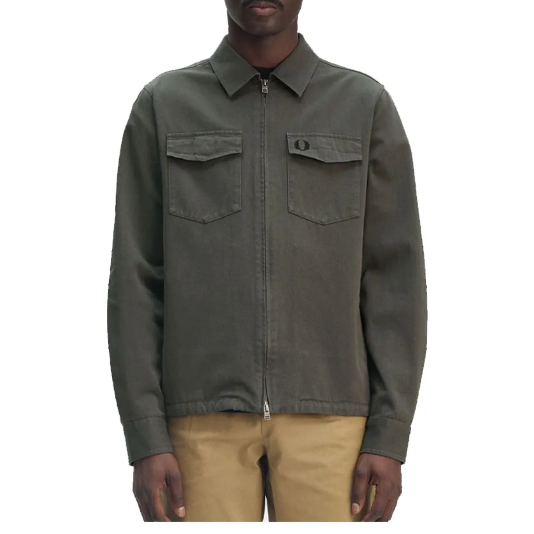 TWILL ZIP-THROUGH OVERSHIRT FIELD GREEN