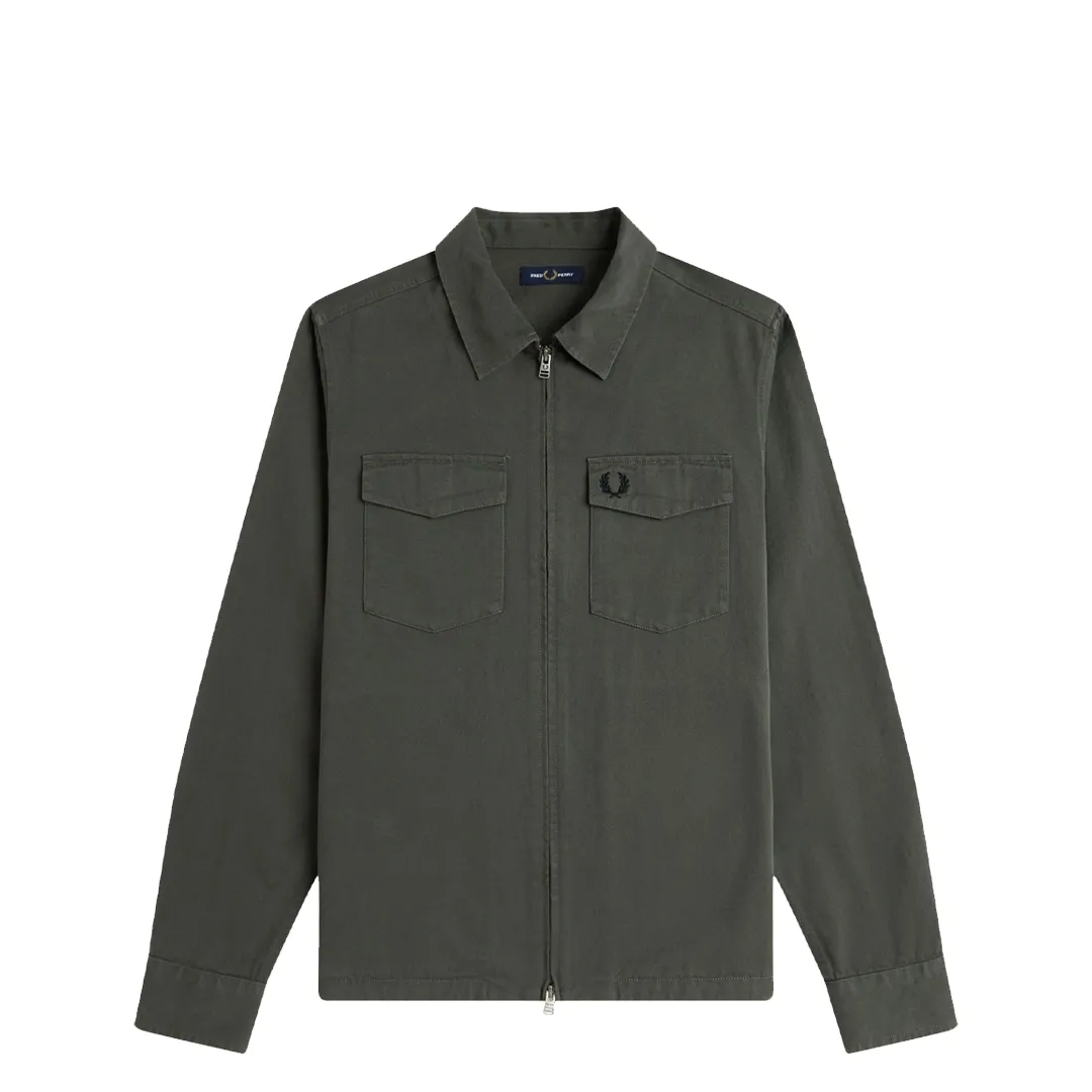 TWILL ZIP-THROUGH OVERSHIRT FIELD GREEN