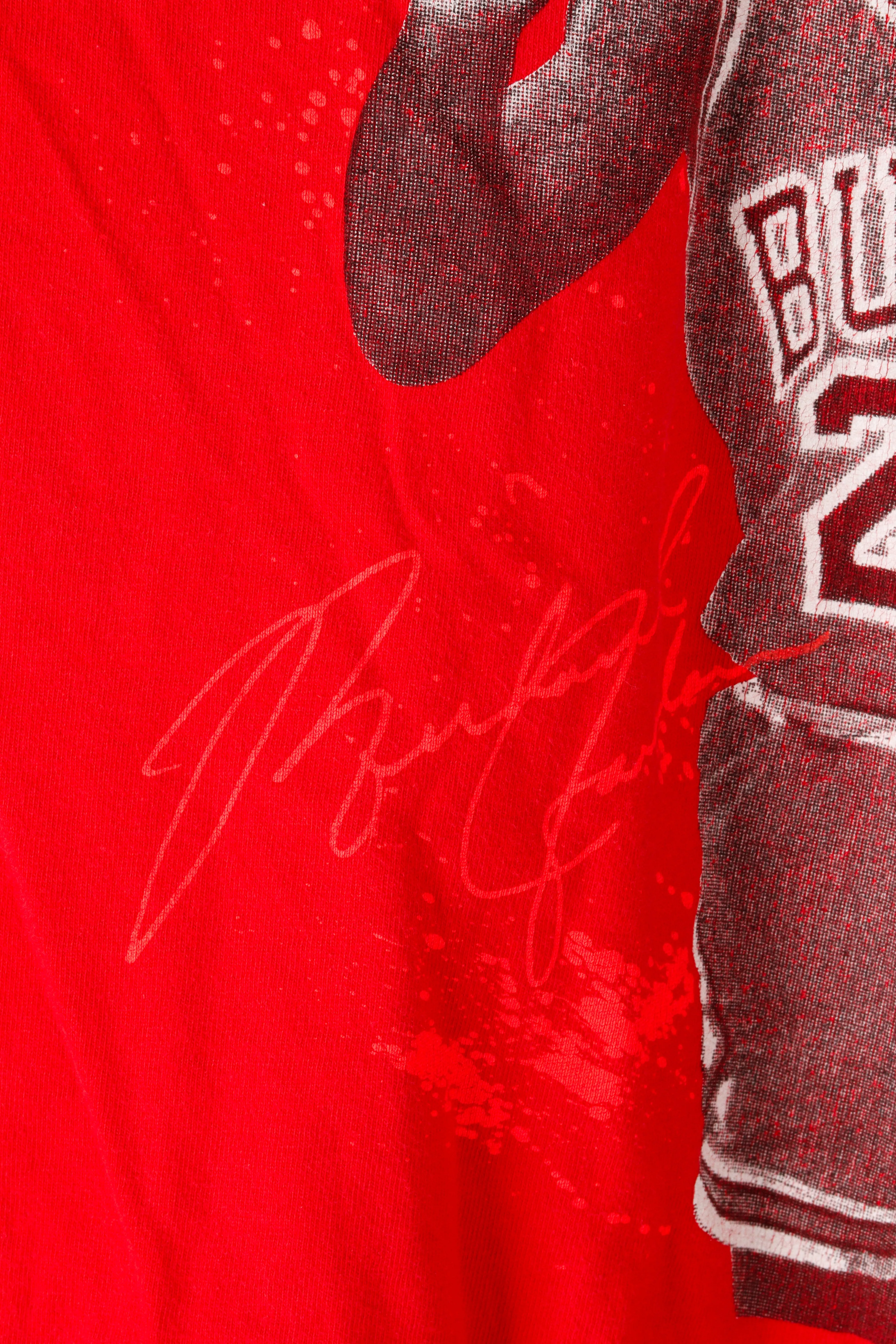 Vintage 1989 Chicago Bulls 'Michael Jordan Signature Graphic' T-Shirt Red
